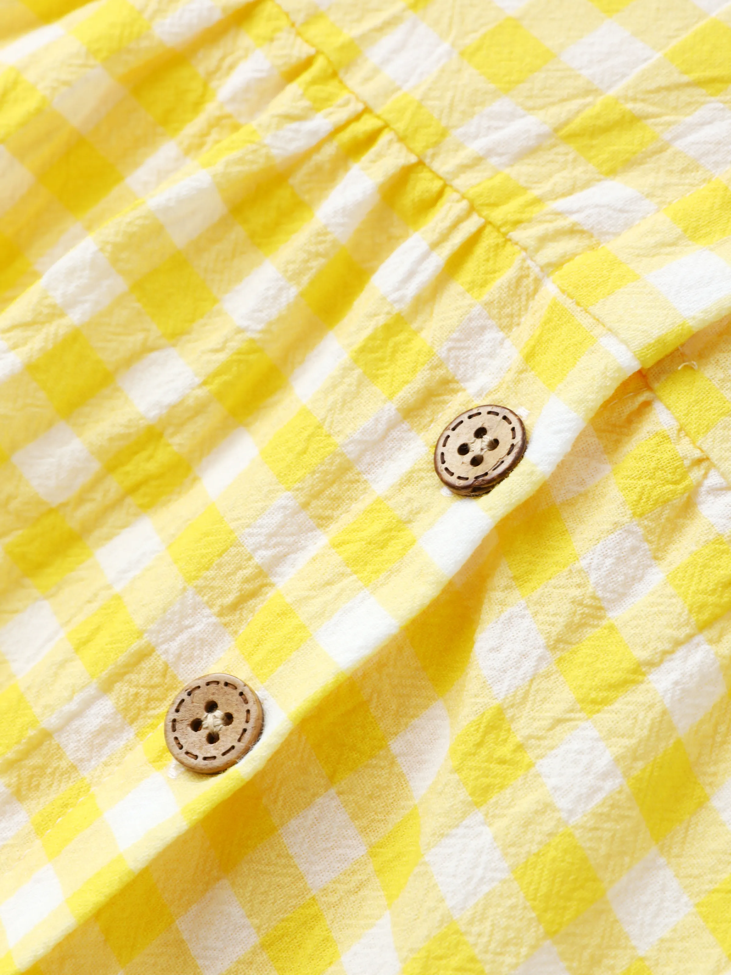 1pc Baby Girl Plaid&Lemon&Fruit Sweet Dress Pale Yellow - Image 3