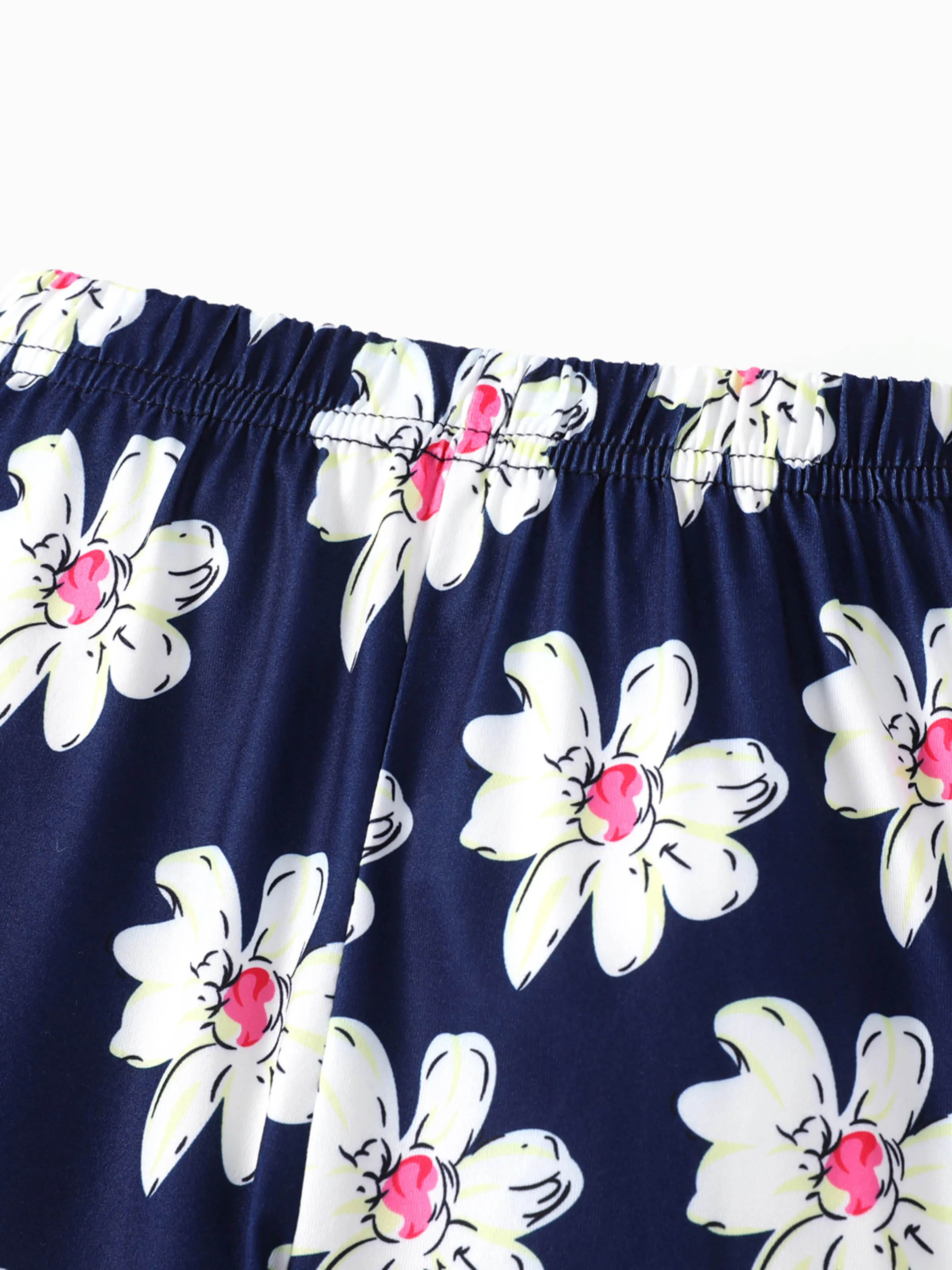 2-piece Kid Girl Bowknot Ruffled Long-sleeves Tee and Flower Allover Print Pants Light Purple - Image 5