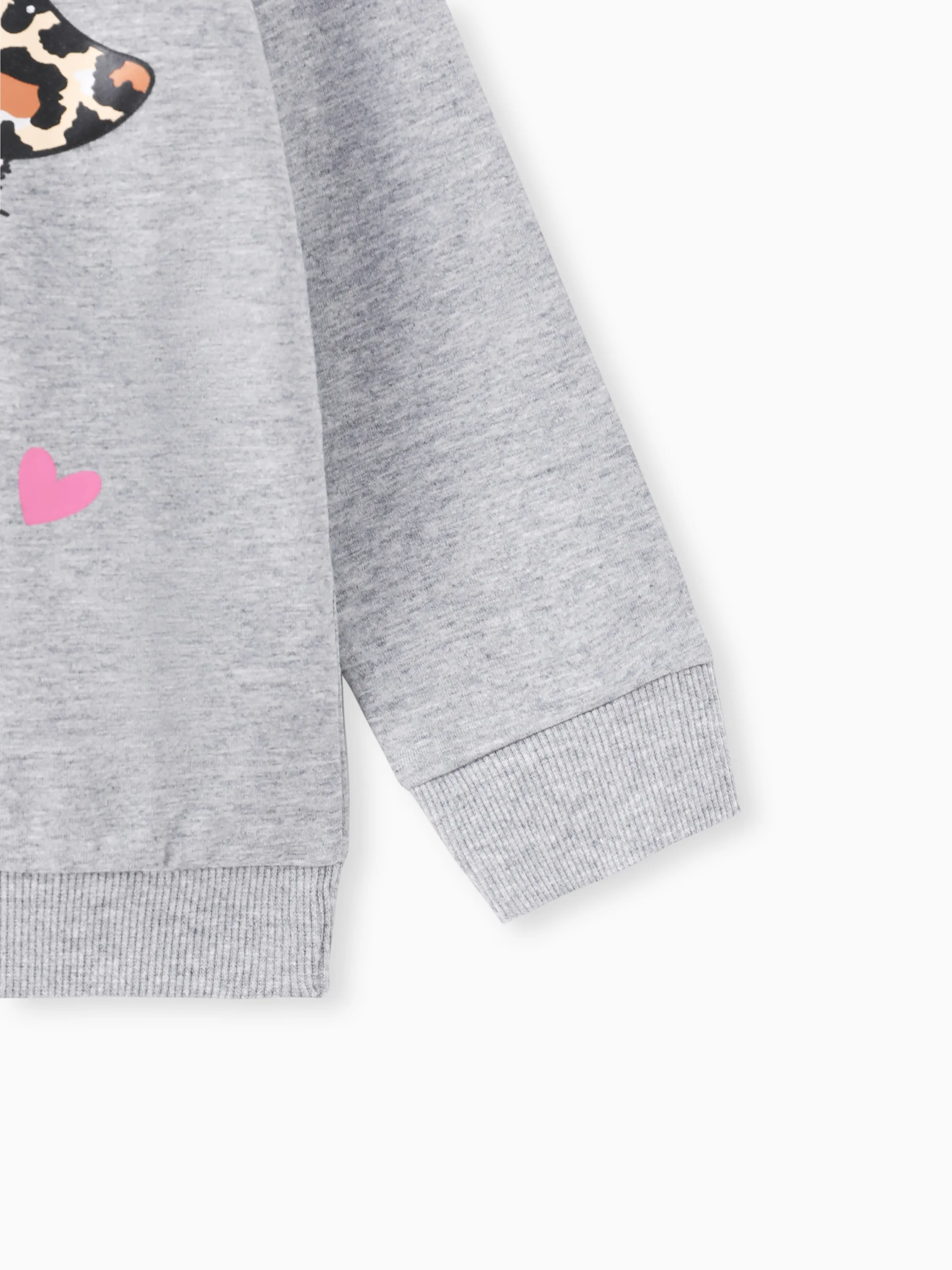 2-piece Toddler Girl Cat Print Pullover Sweatshirt and Leopard Print Pants Set Grey - Image 6