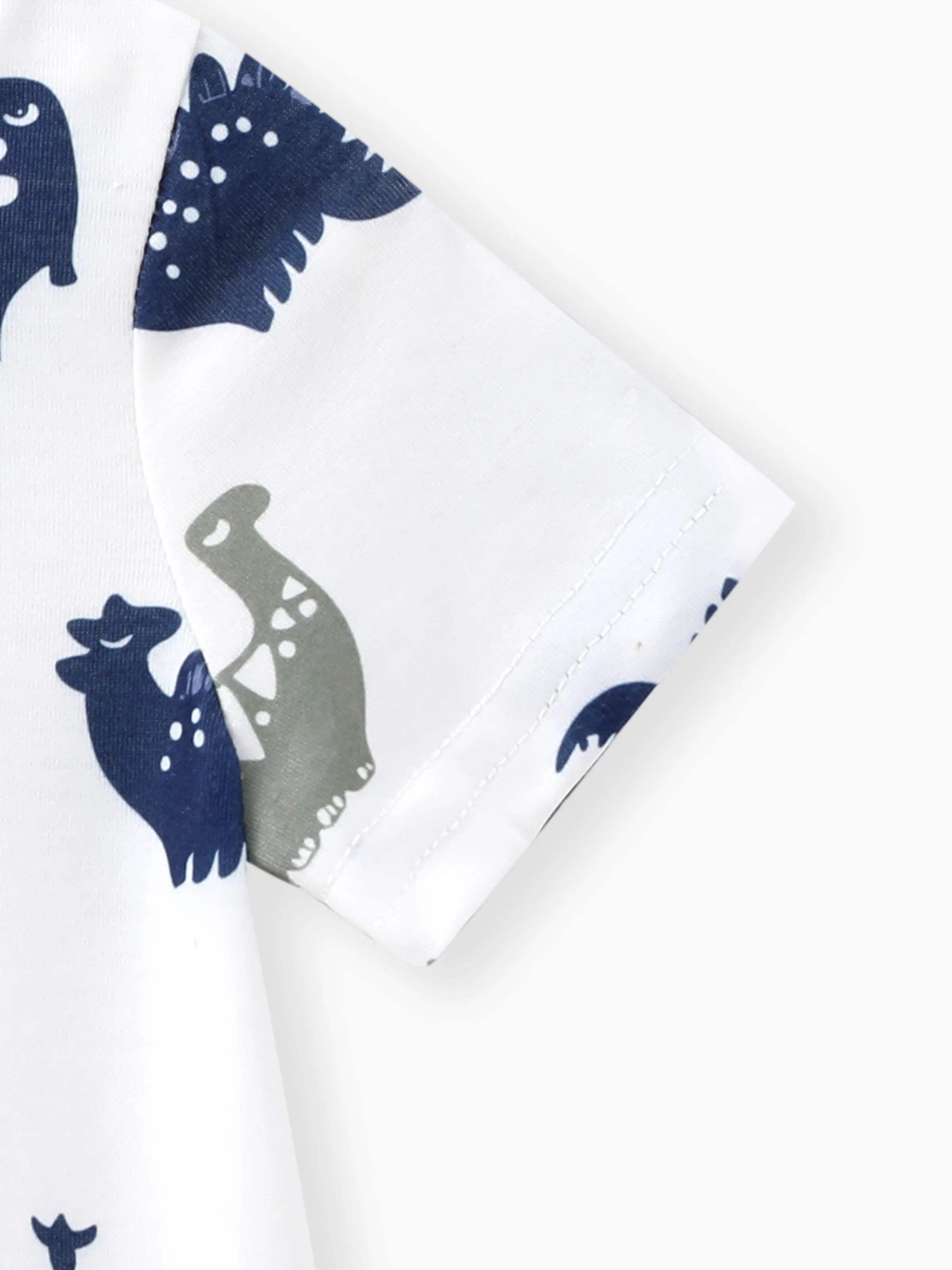 2pcs Baby Boy All Over Dinosaur Print Short-sleeve Tee and Solid Shorts Set Army green - Image 8