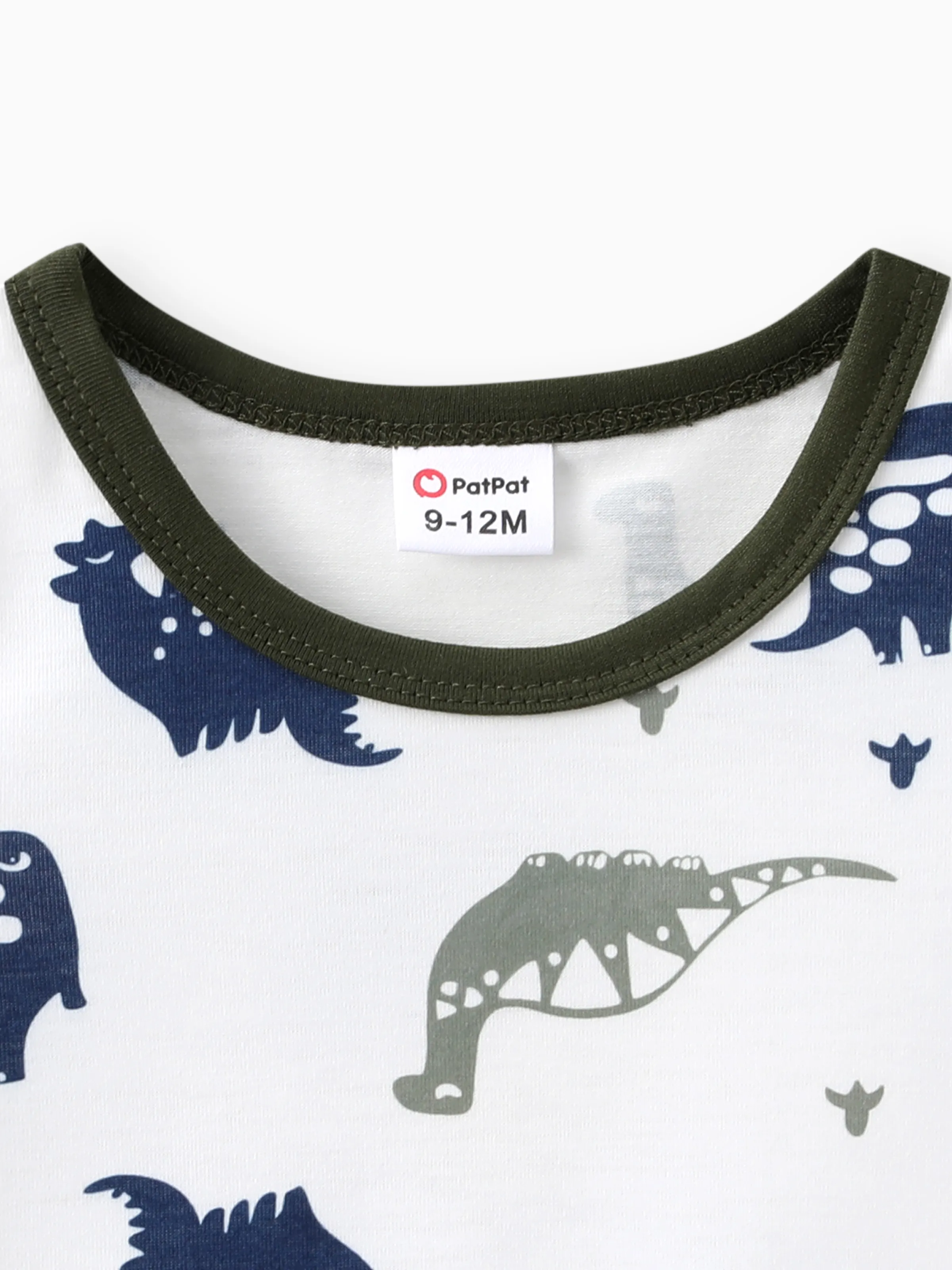 2pcs Baby Boy All Over Dinosaur Print Short-sleeve Tee and Solid Shorts Set Army green - Image 9