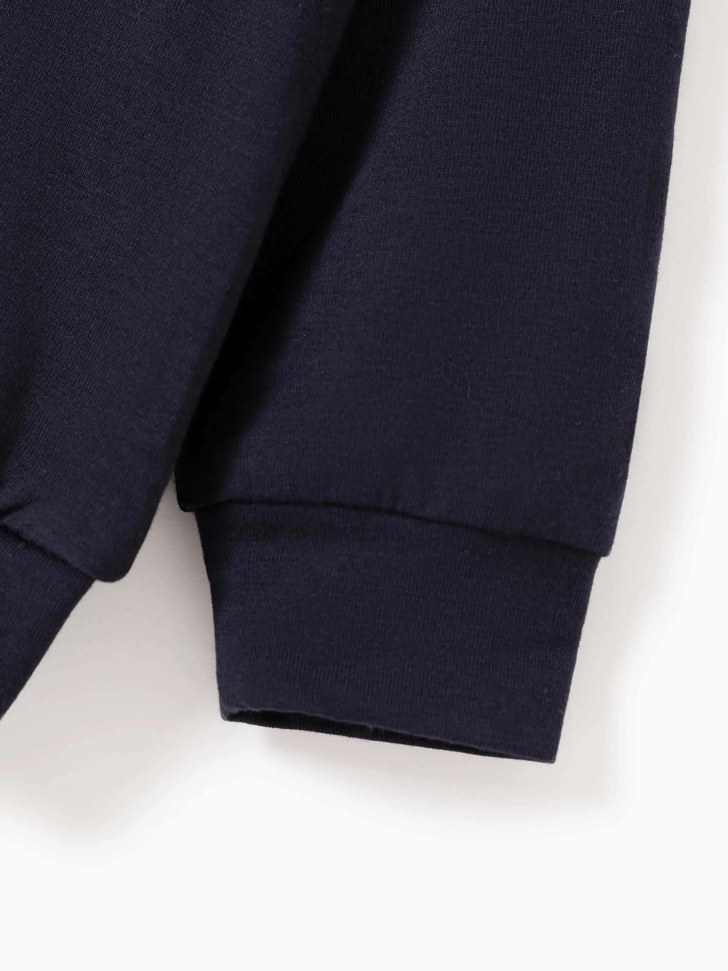 2pcs Baby Boy Long-sleeve Striped Spliced Hoodie and Badge Detail Sweatpants Set Tibetan blue - Image 5
