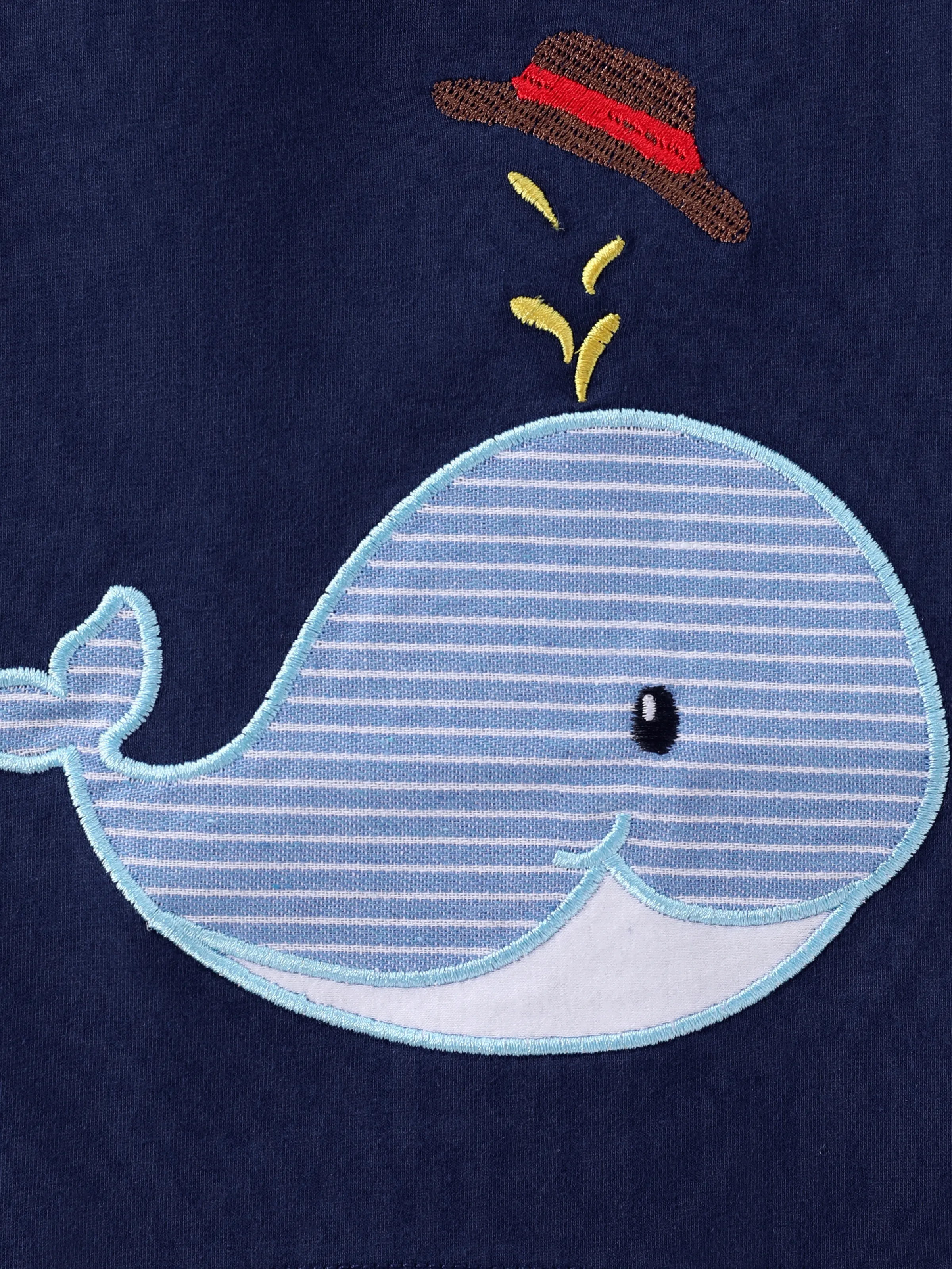 2pcs Baby Boy Whale Pattern Embroidery Short Sleeve Set Dark Blue - Image 4