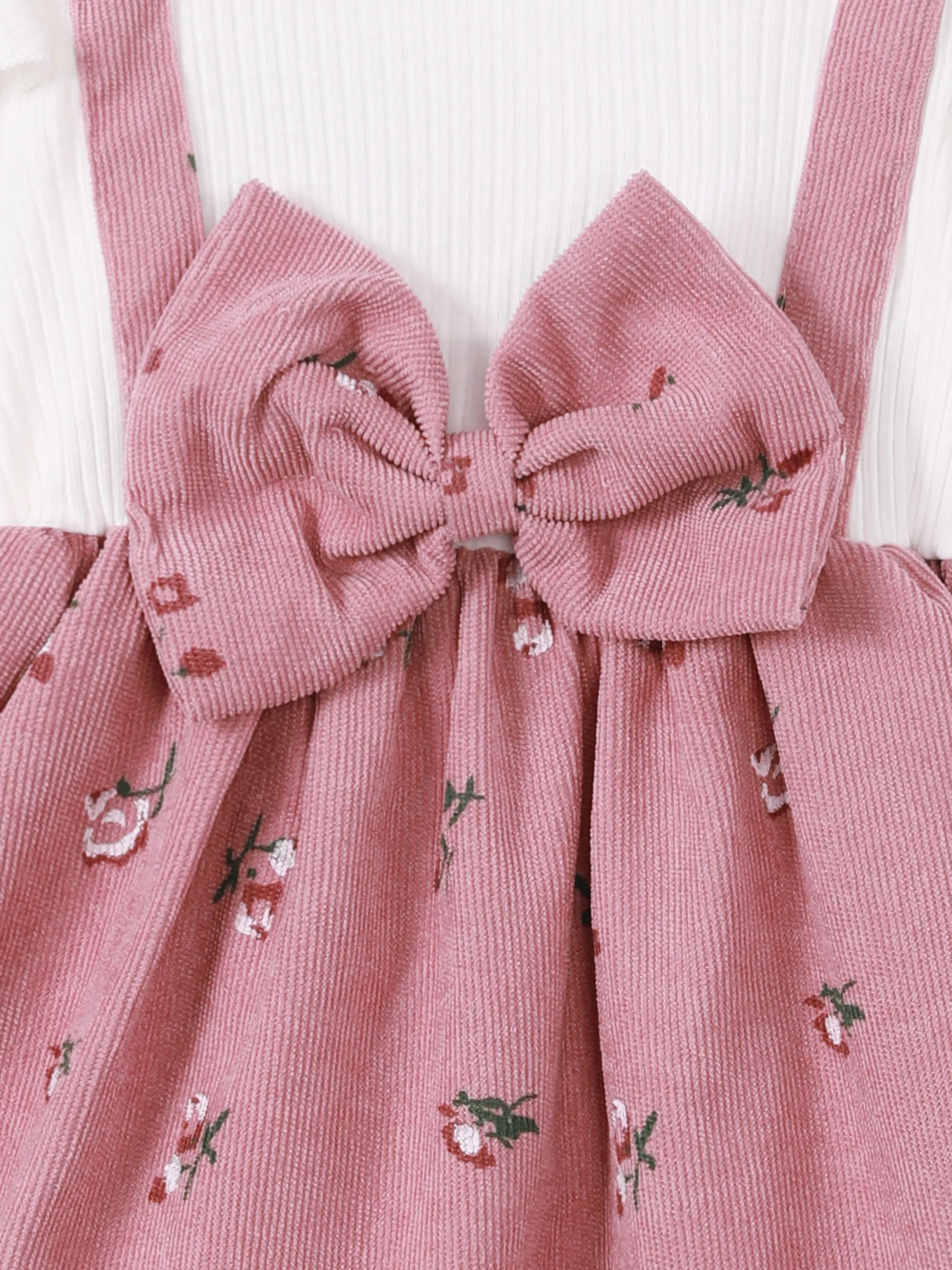 2pcs Baby Girl Floral Print Combo Dress with Headband Set ColorBlock - Image 3