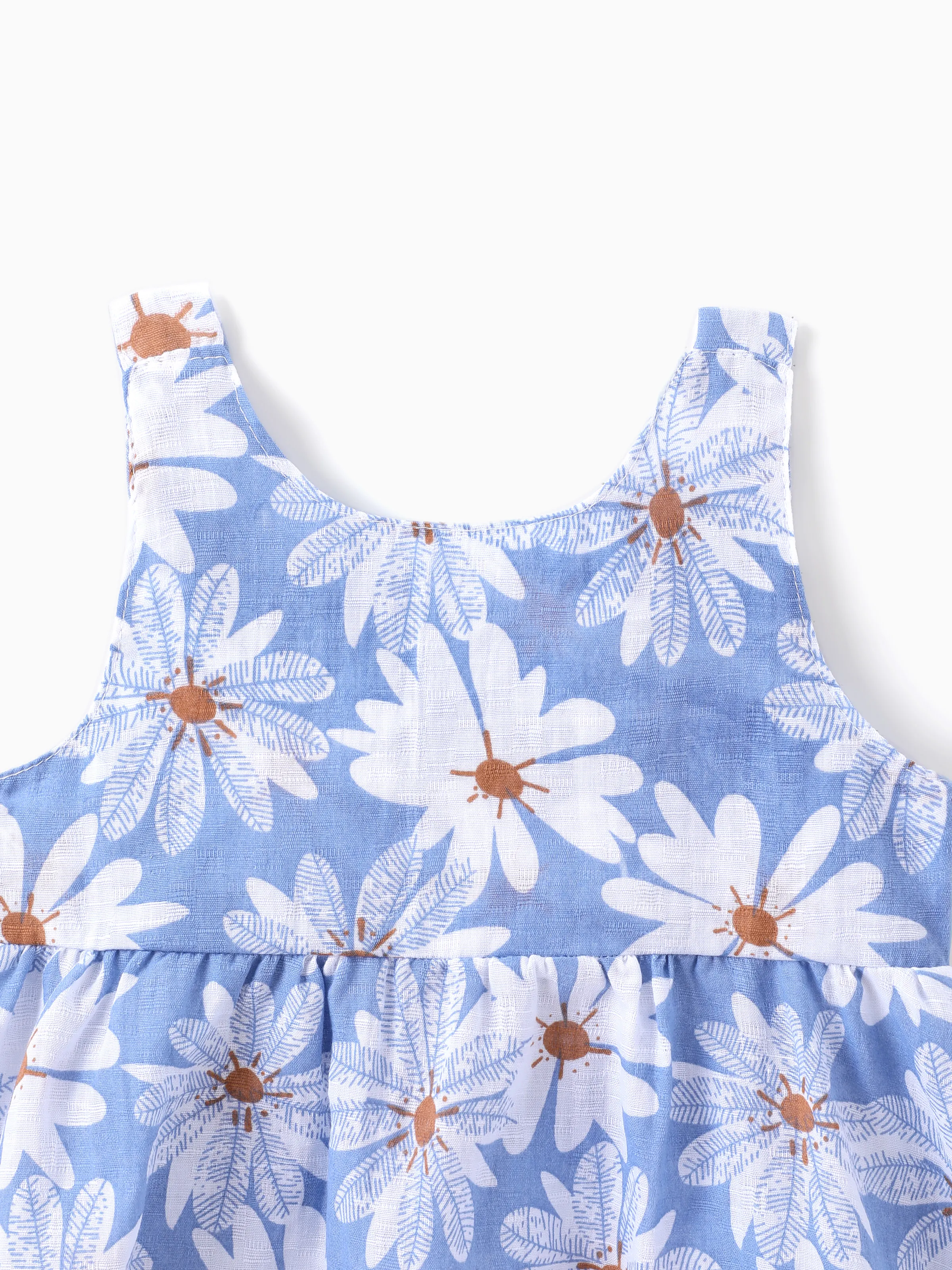 2pcs Baby Girl Little Daisy Bowknot Dress Set Blue - Image 4