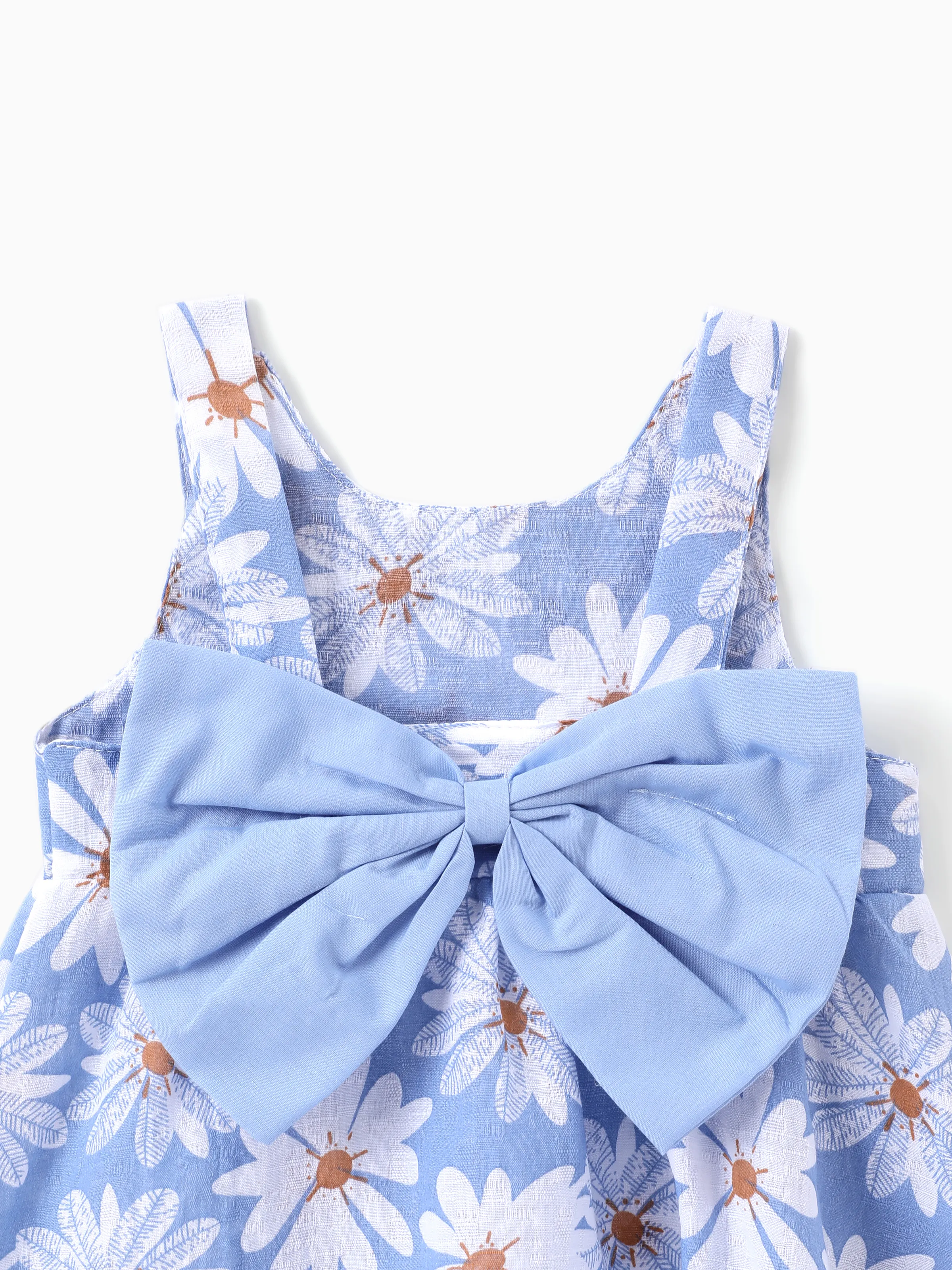 2pcs Baby Girl Little Daisy Bowknot Dress Set Blue - Image 5