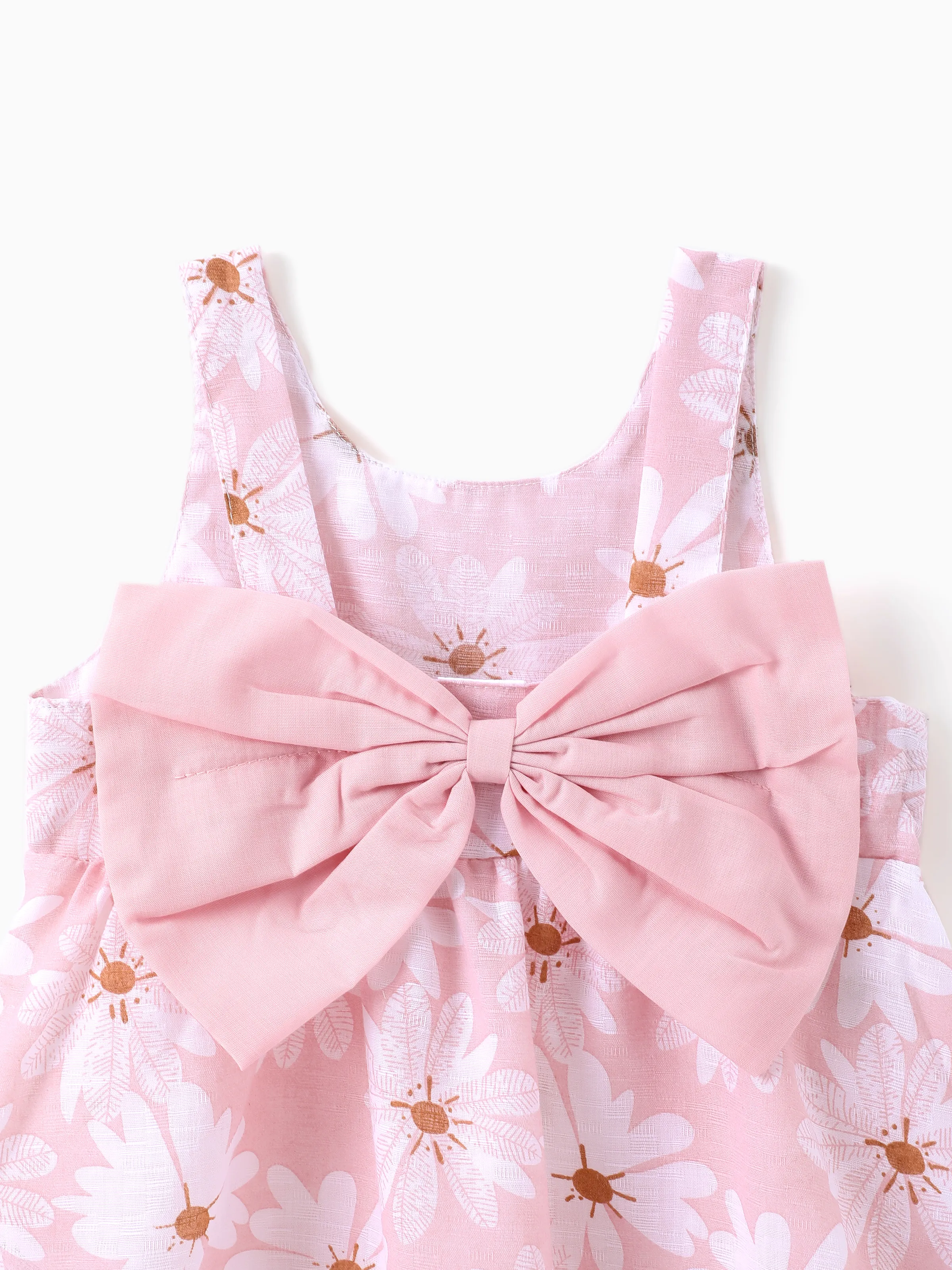 2pcs Baby Girl Little Daisy Bowknot Dress Set Pink - Image 5