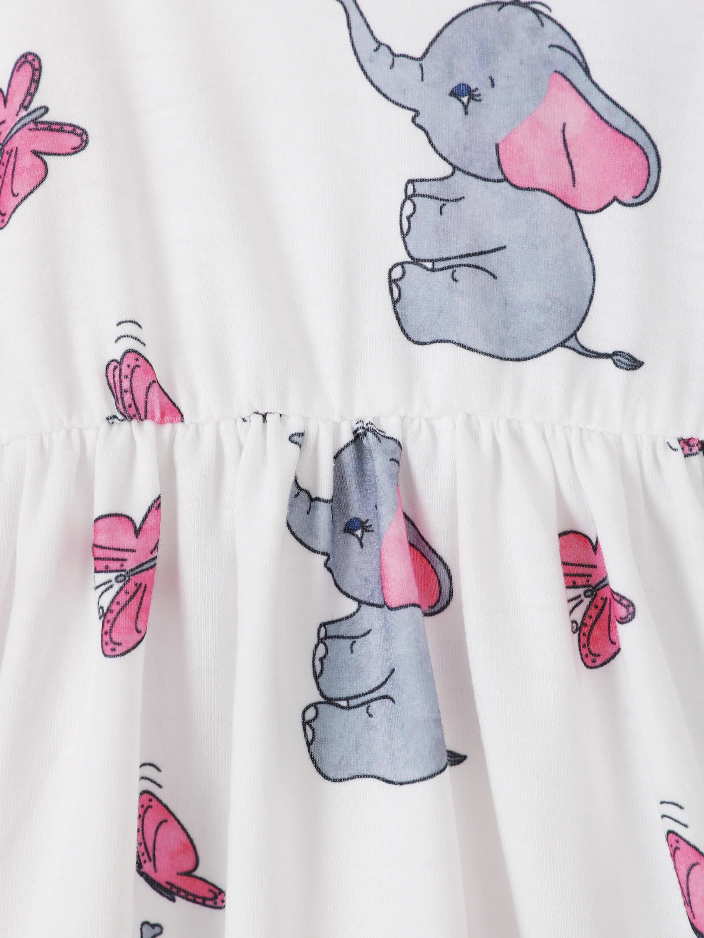 2pcs Baby Girl Pink Cardigan and Elephant Print Dress Set Pink - Image 2