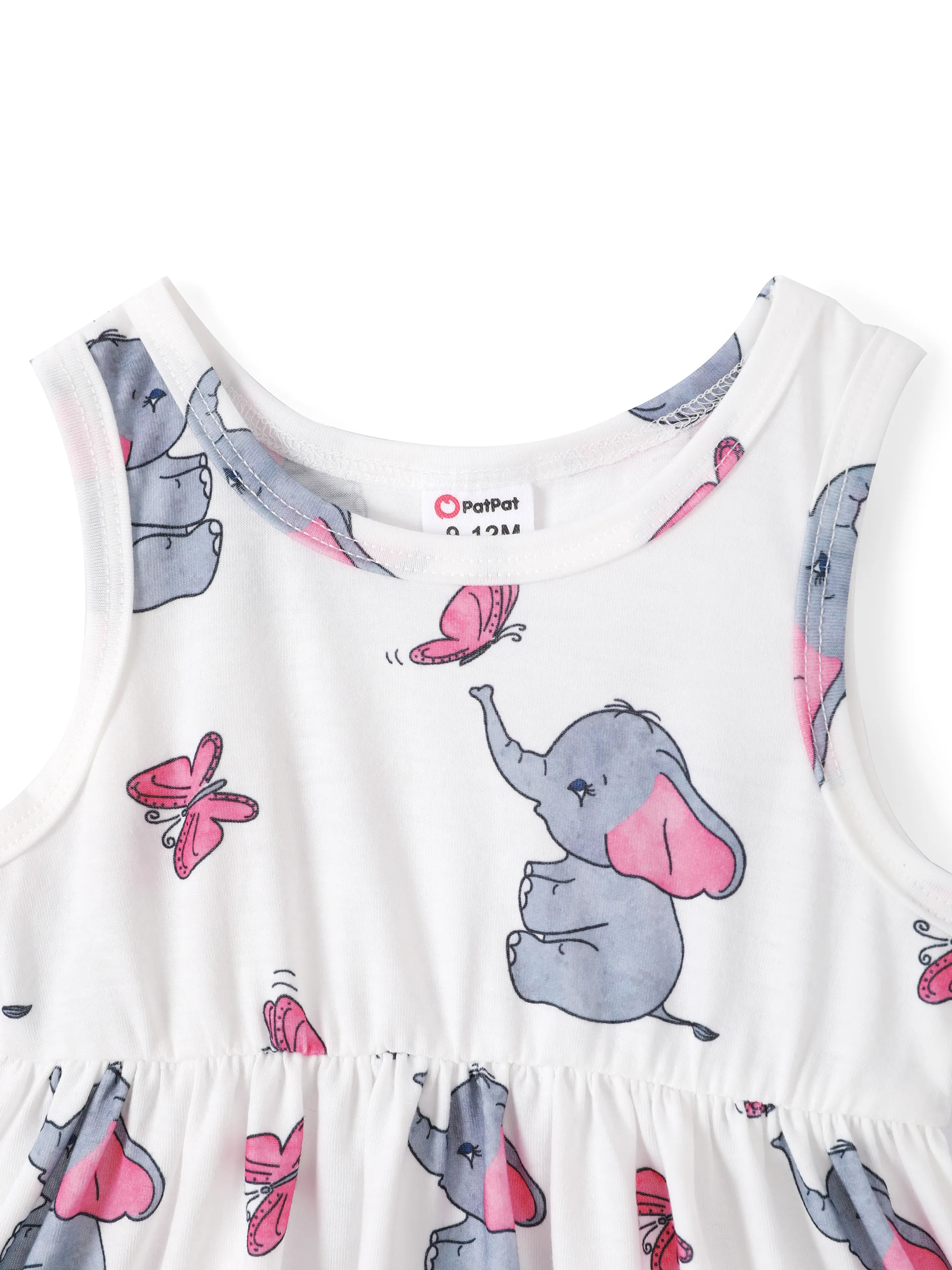 2pcs Baby Girl Pink Cardigan and Elephant Print Dress Set Pink - Image 3