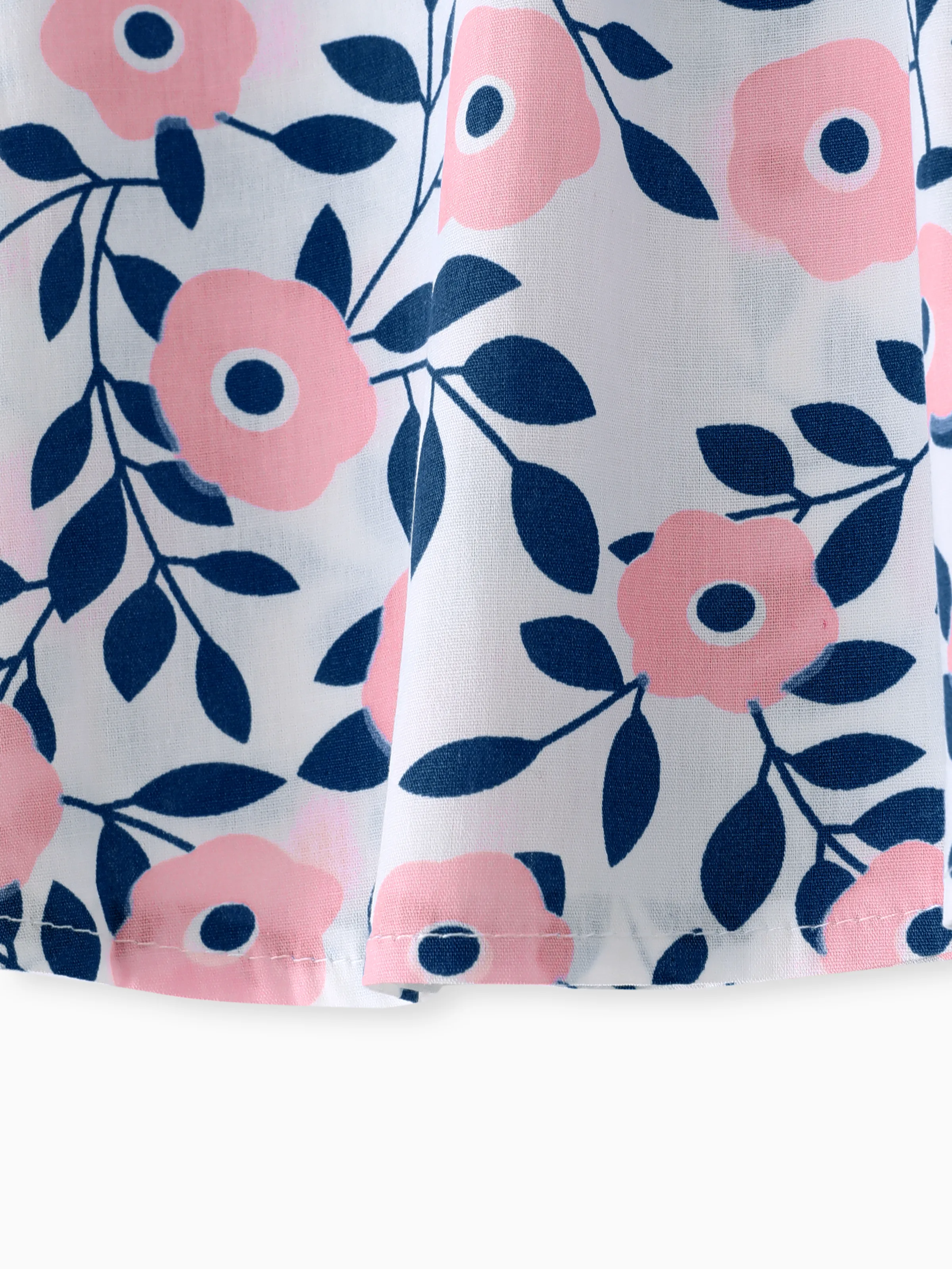 2pcs Floral Print Bowknot Sleeveless Baby Dress & Hat Set Pink - Image 7