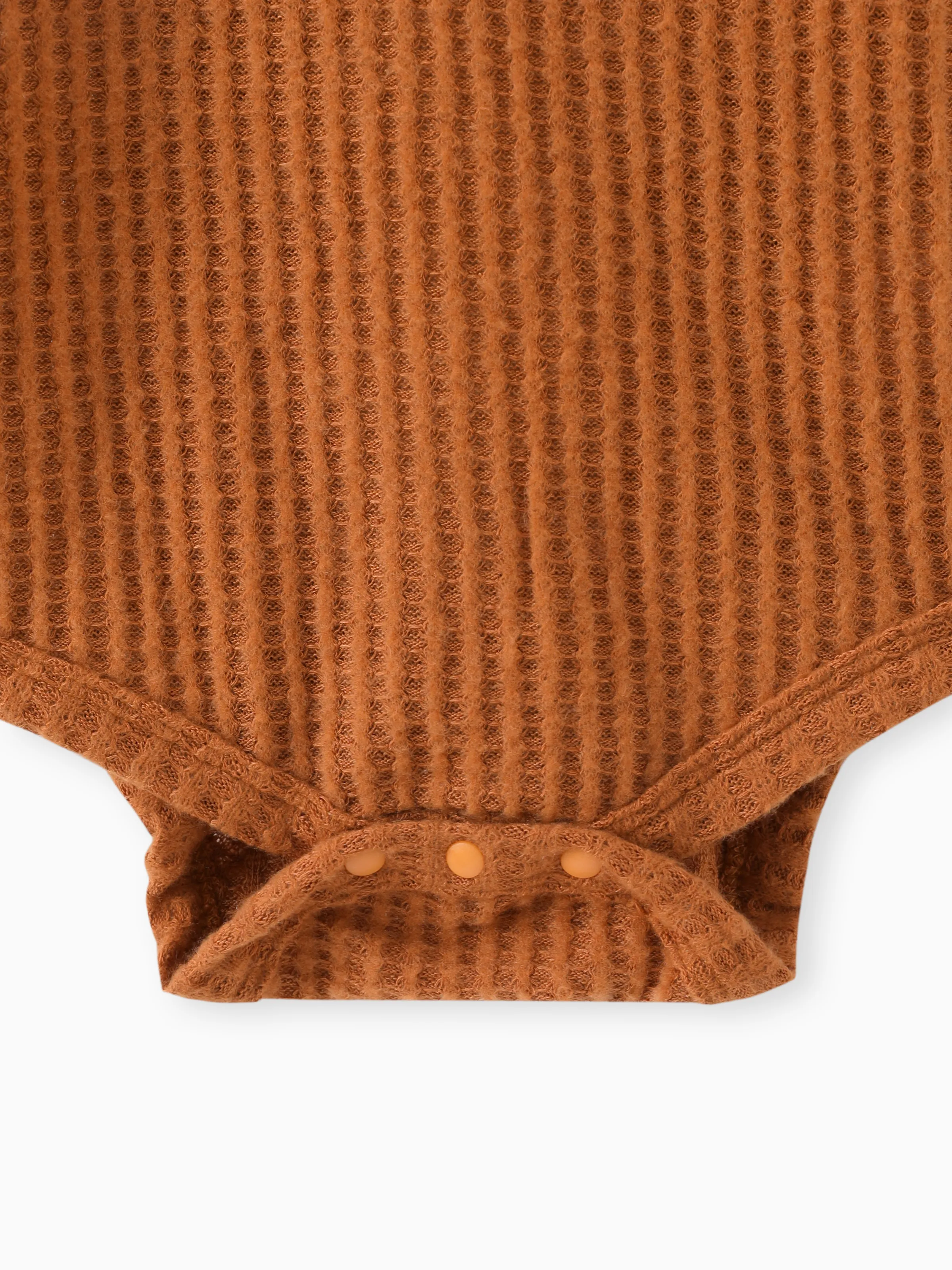 2pcs Solid Waffle Long-sleeve Baby Set Brown - Image 4