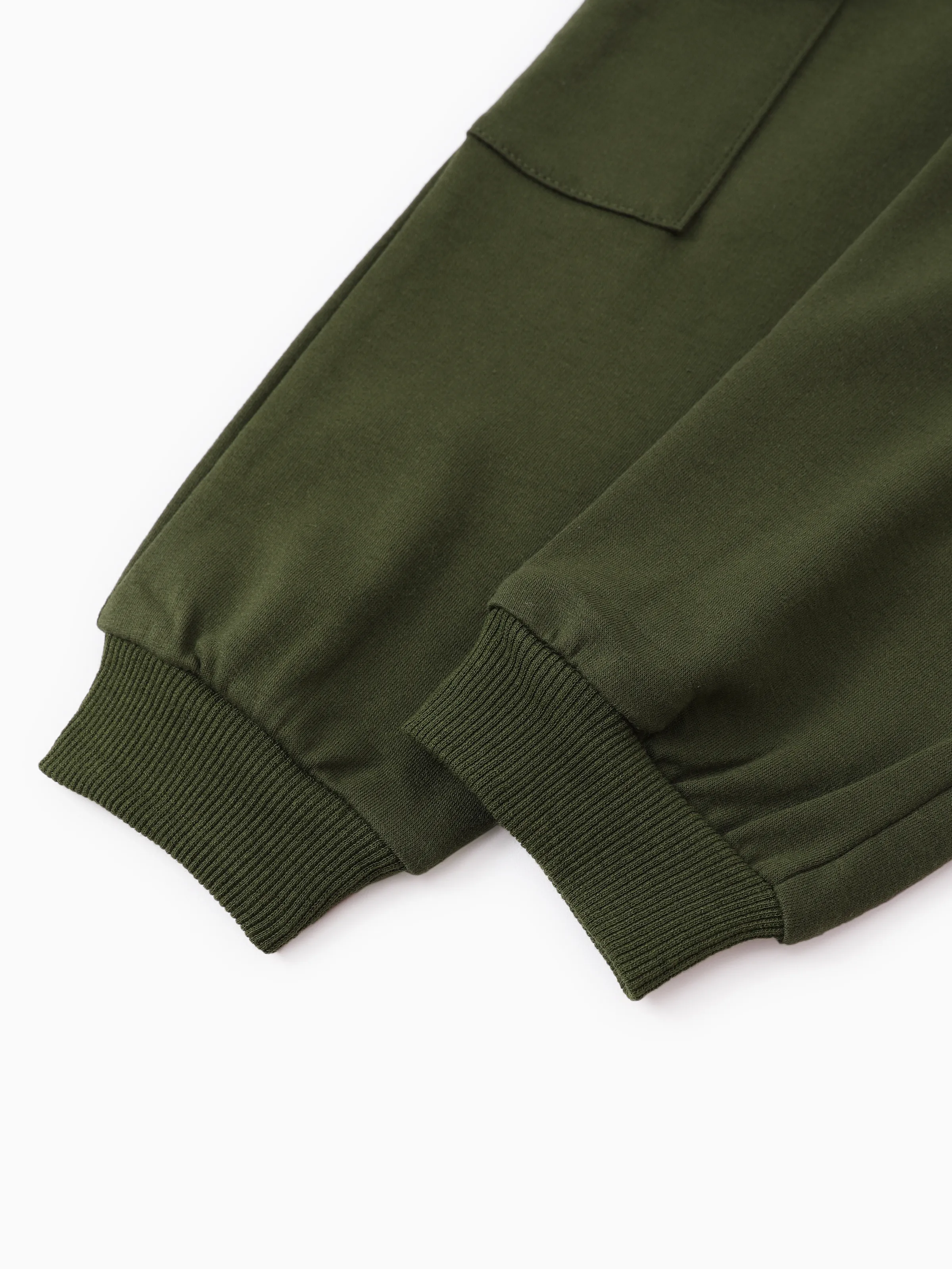 2pcs Todder Boy Cotton Stripe Set with Patch Pocket Army green - Image 8
