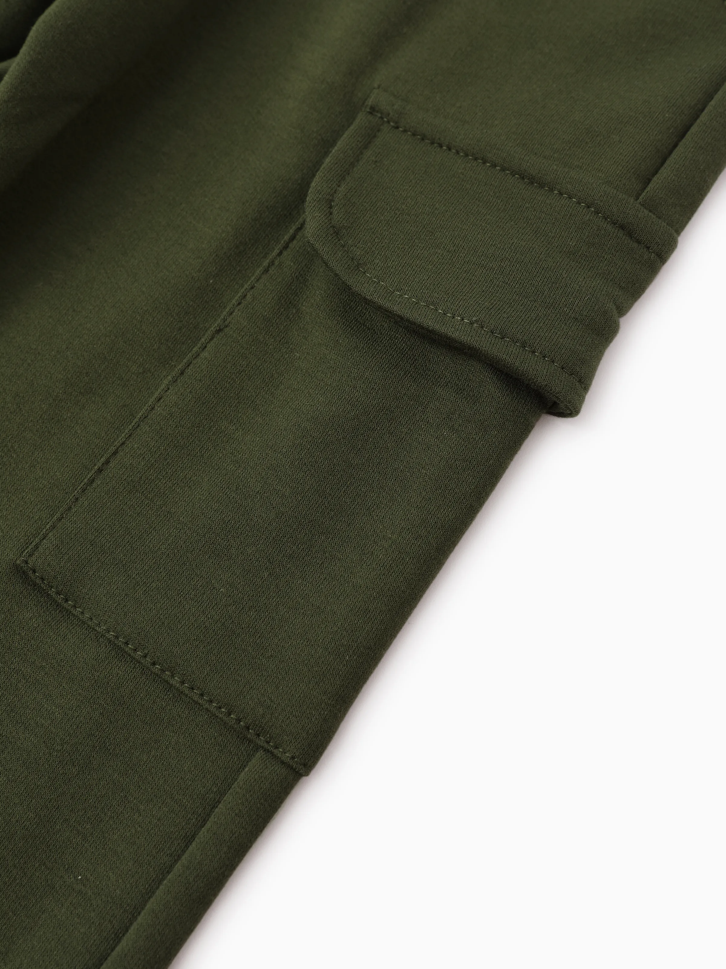 2pcs Todder Boy Cotton Stripe Set with Patch Pocket Army green - Image 9