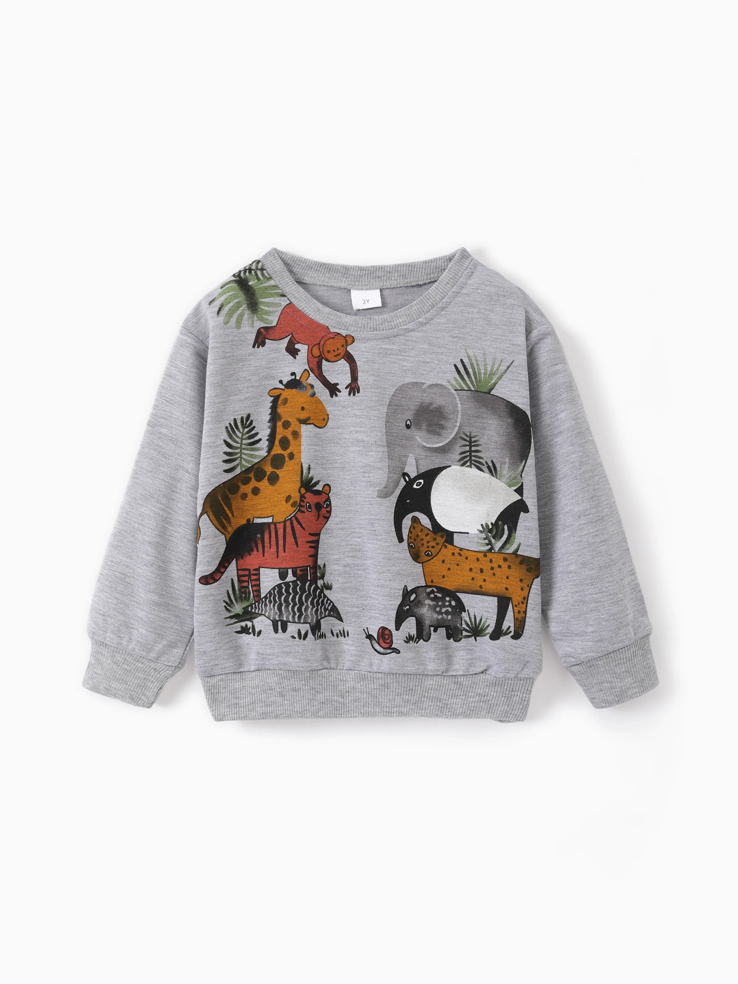 2pcs Toddler Boy Animal Pattern Patch Pocket Set Grey - Image 2
