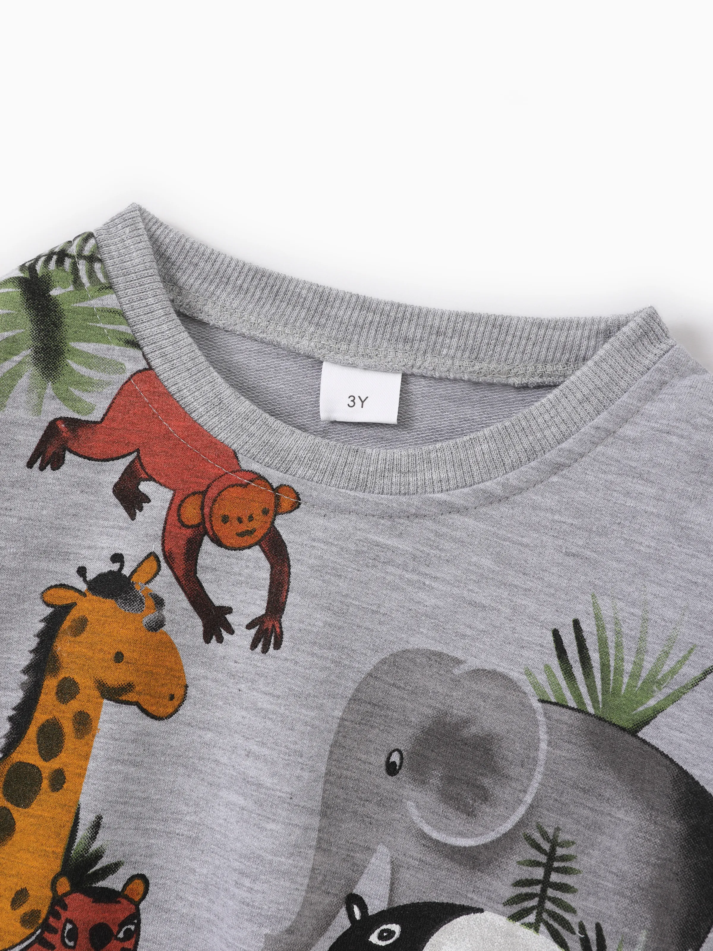 2pcs Toddler Boy Animal Pattern Patch Pocket Set Grey - Image 4