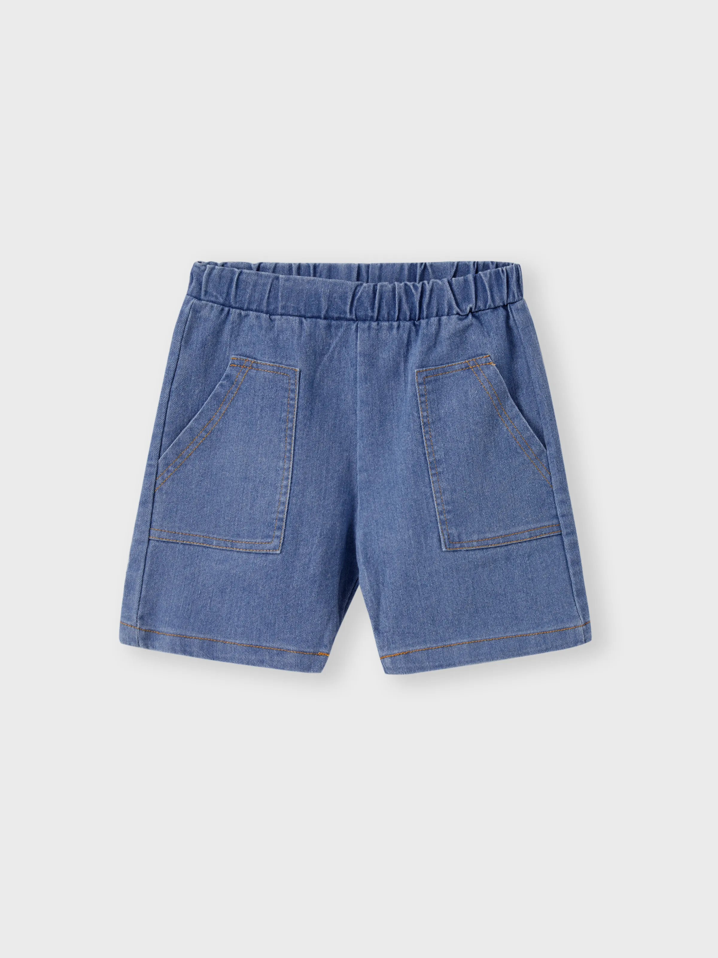 2pcs Toddler Boy Playful Denim Pocket Design Shorts and Vehicle Print Tee set White - Image 9