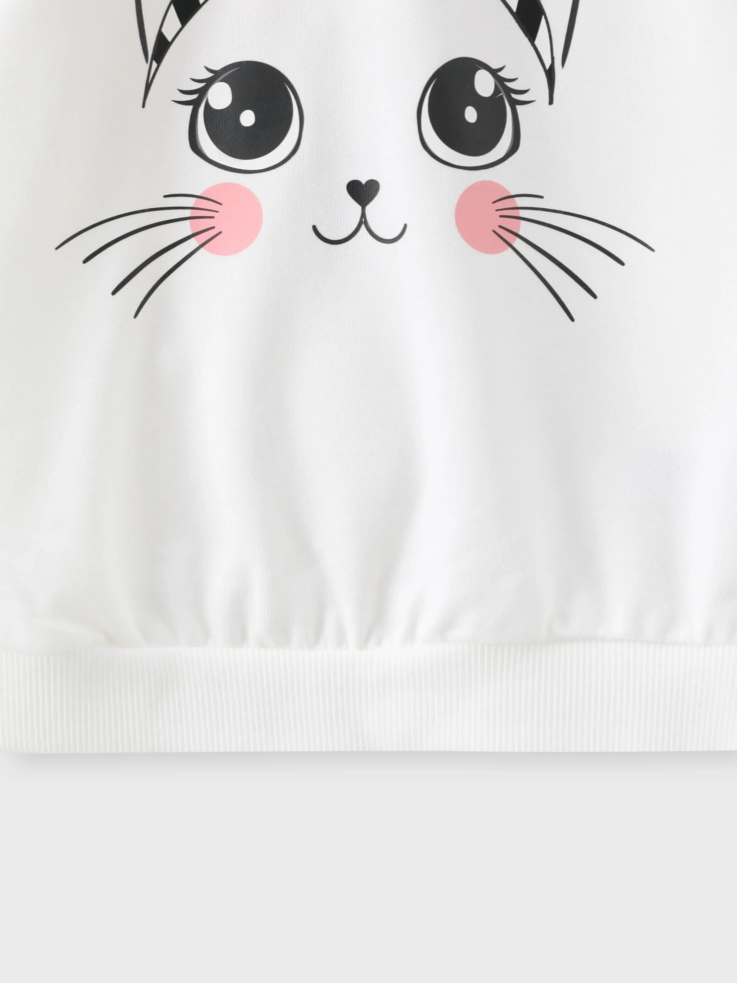 2pcs Toddler Girl Cat Pattern Fabric Stitching Design Set BlackandWhite - Image 4