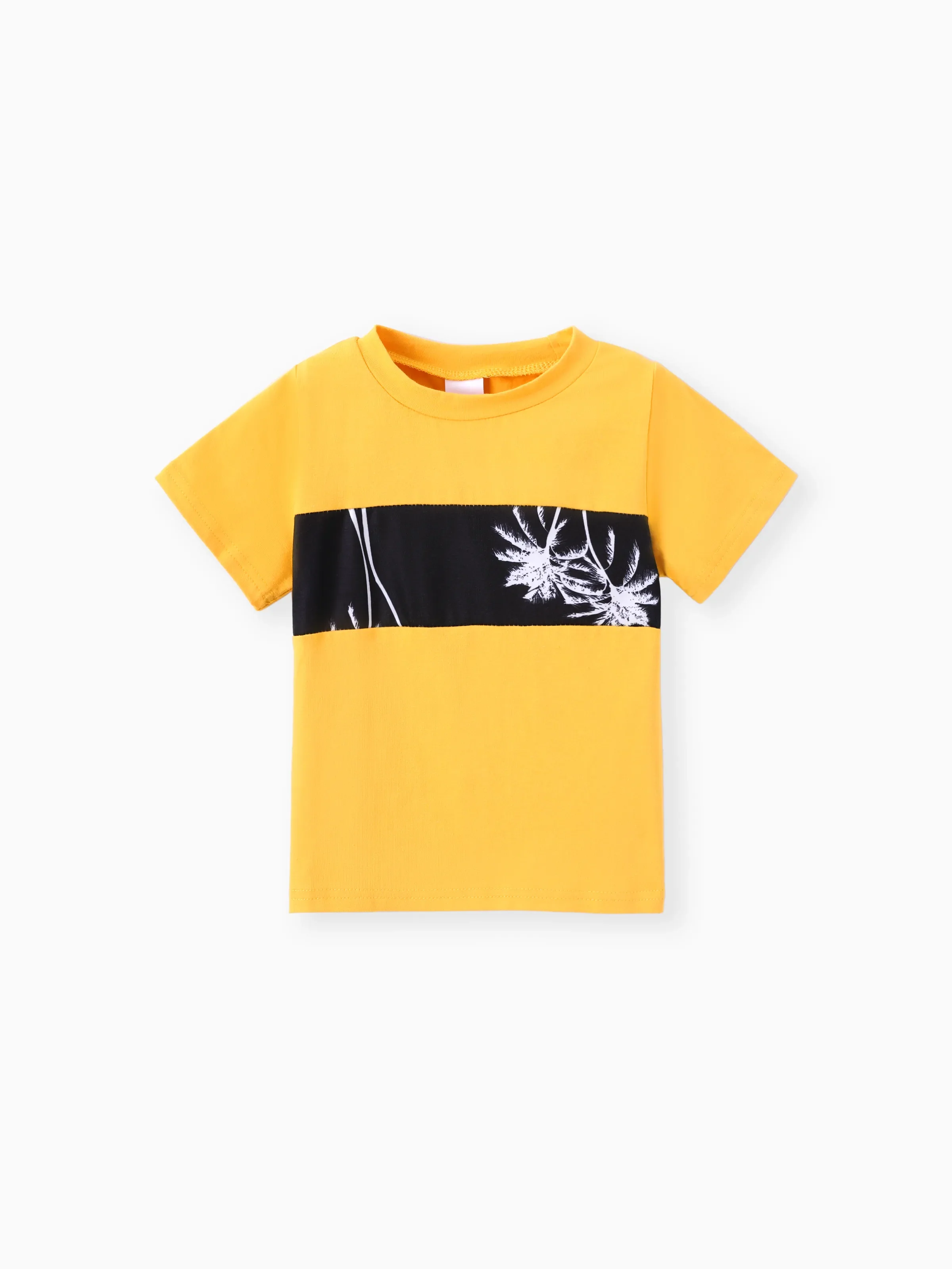 2pcs Toddler Trendy Boy Floral Tree Print Tee and Shorts Set Yellow - Image 3