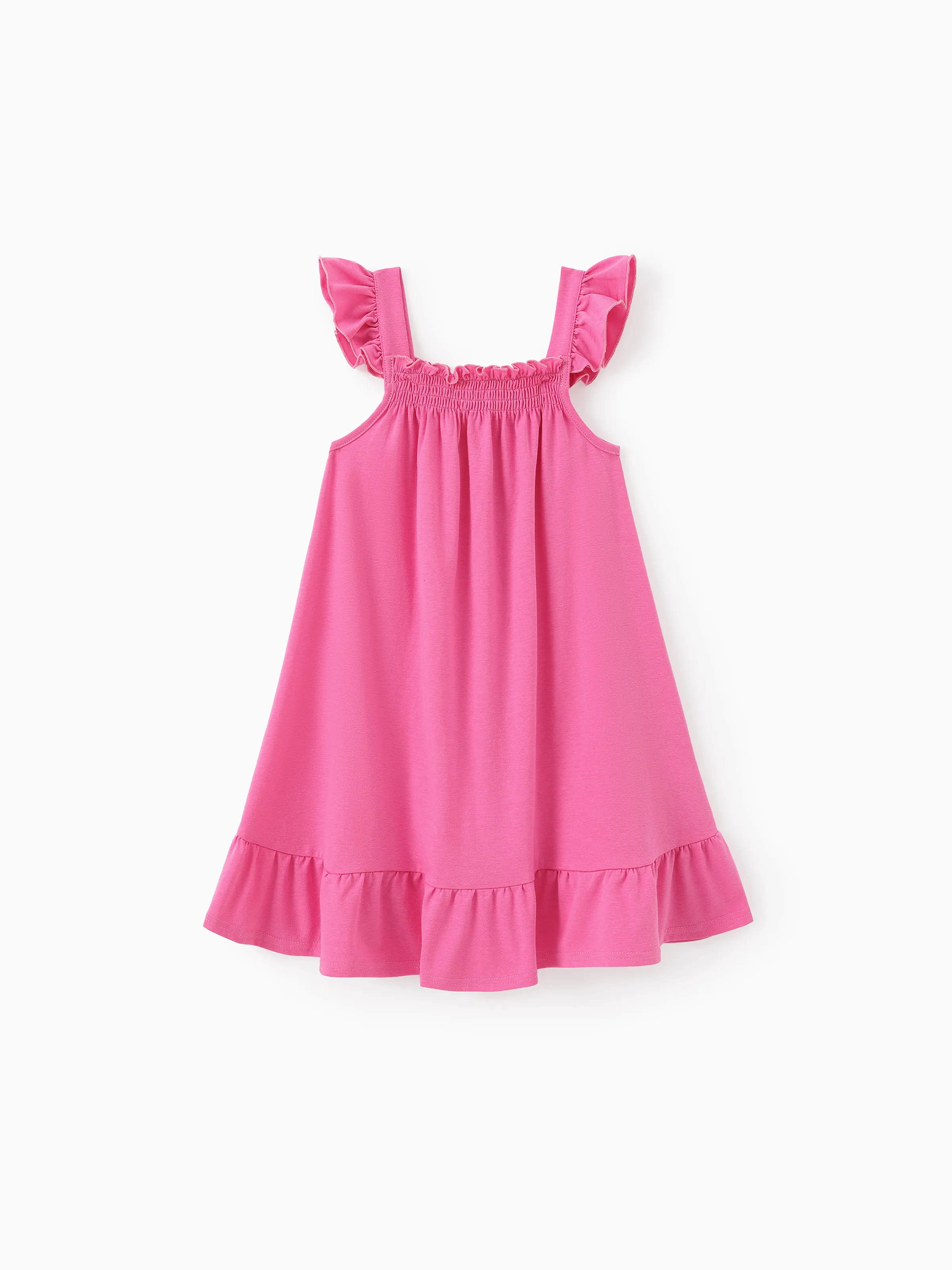 3-Pack Toddler/Kid Girl Childlike Flutter-sleeve Dresses Hot Pink - Image 3