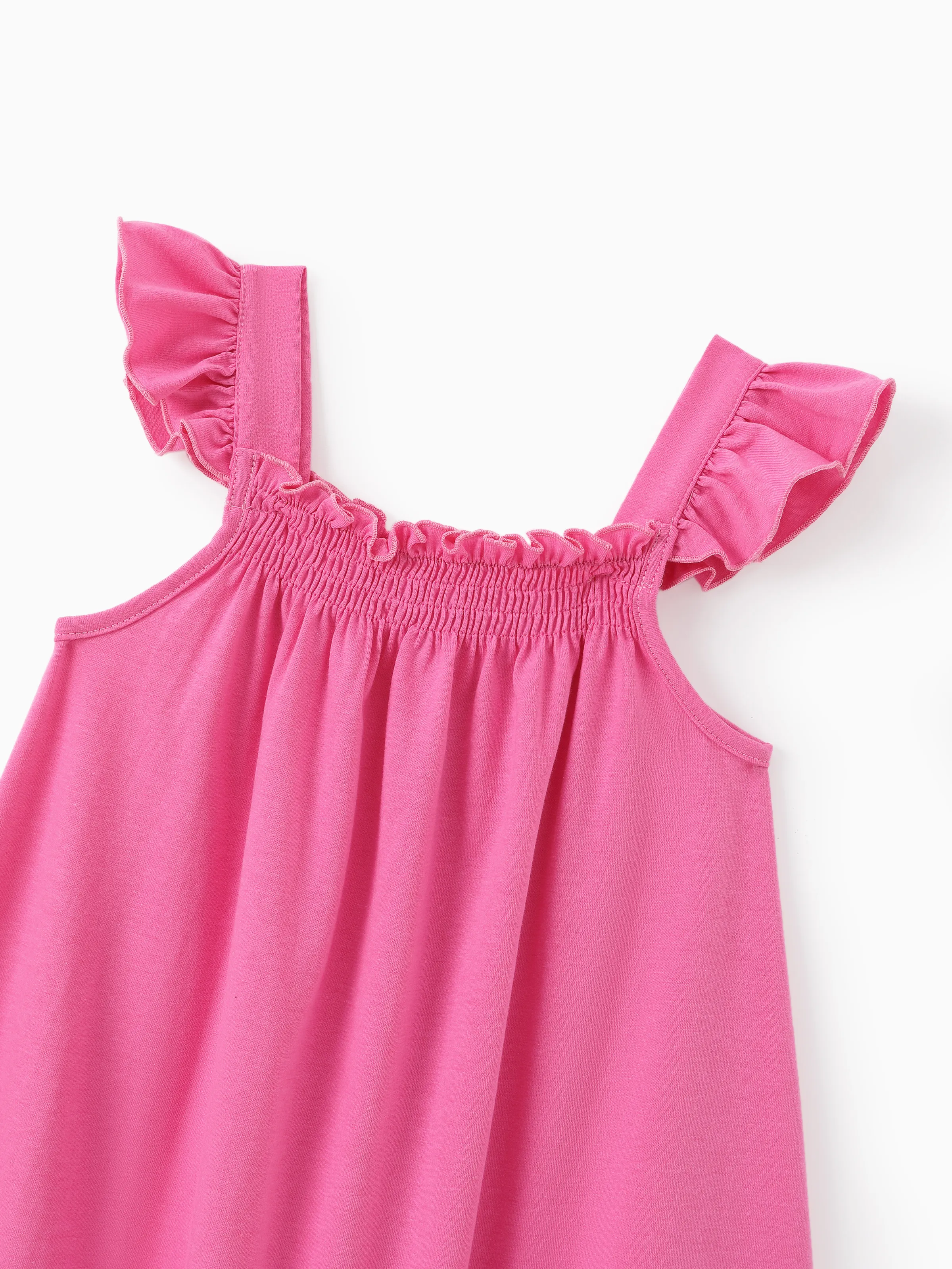 3-Pack Toddler/Kid Girl Childlike Flutter-sleeve Dresses Hot Pink - Image 6