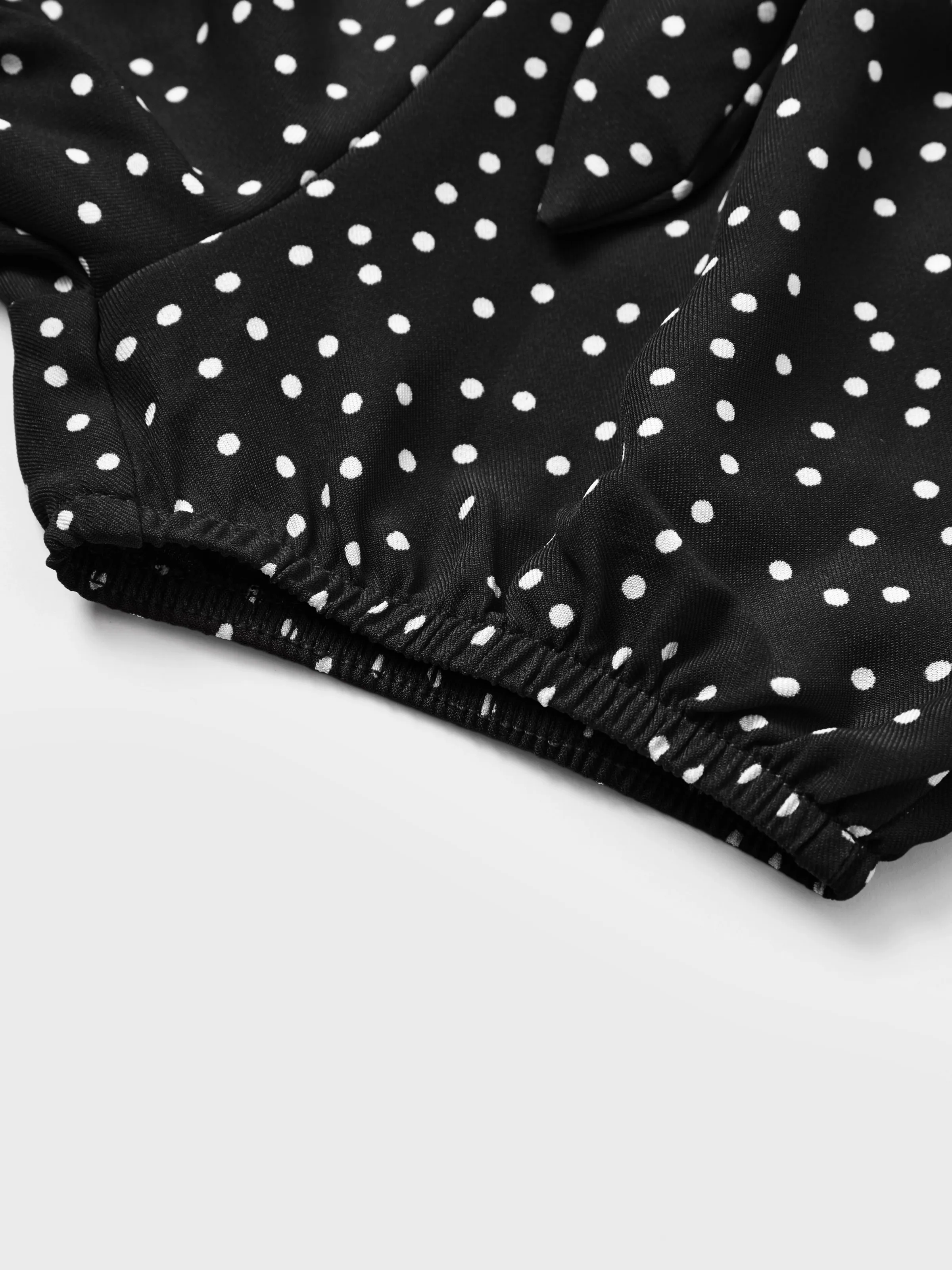 3-Piece Baby Girl Letter Print Romper and Polka dots Shorts and Headband Set Black - Image 9