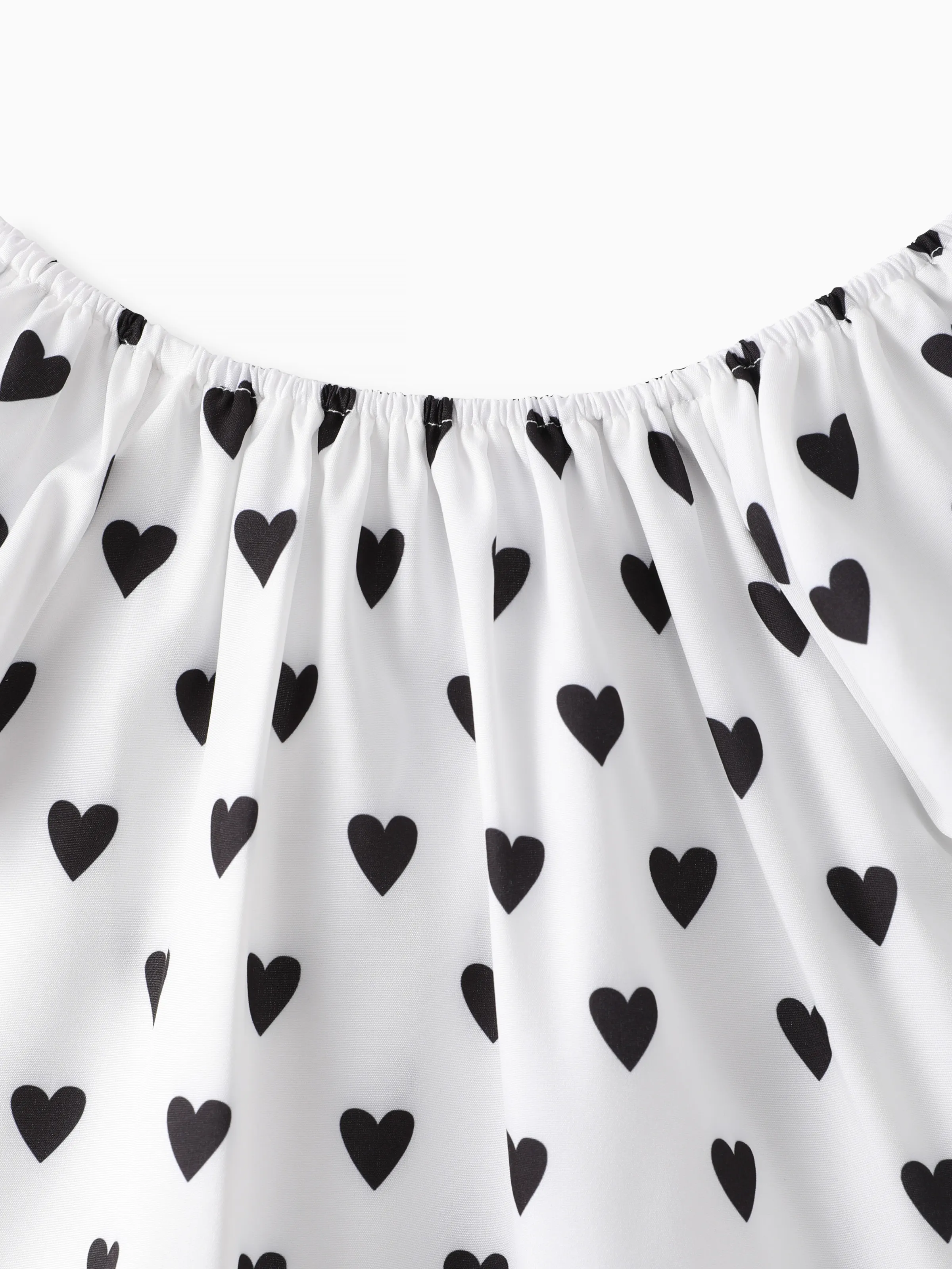 3pcs Toddler Girl Heart Print Short-sleeve Blouse and Denim Shorts & Headband Set White - Image 5
