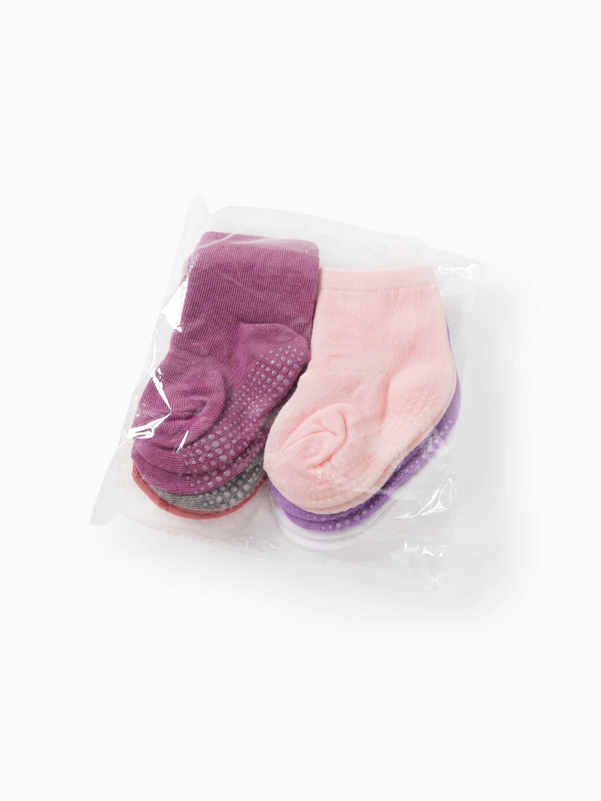 6-pack Baby / Toddler Pure Color Floor Non-slip Glue Socks Light Pink - Image 3
