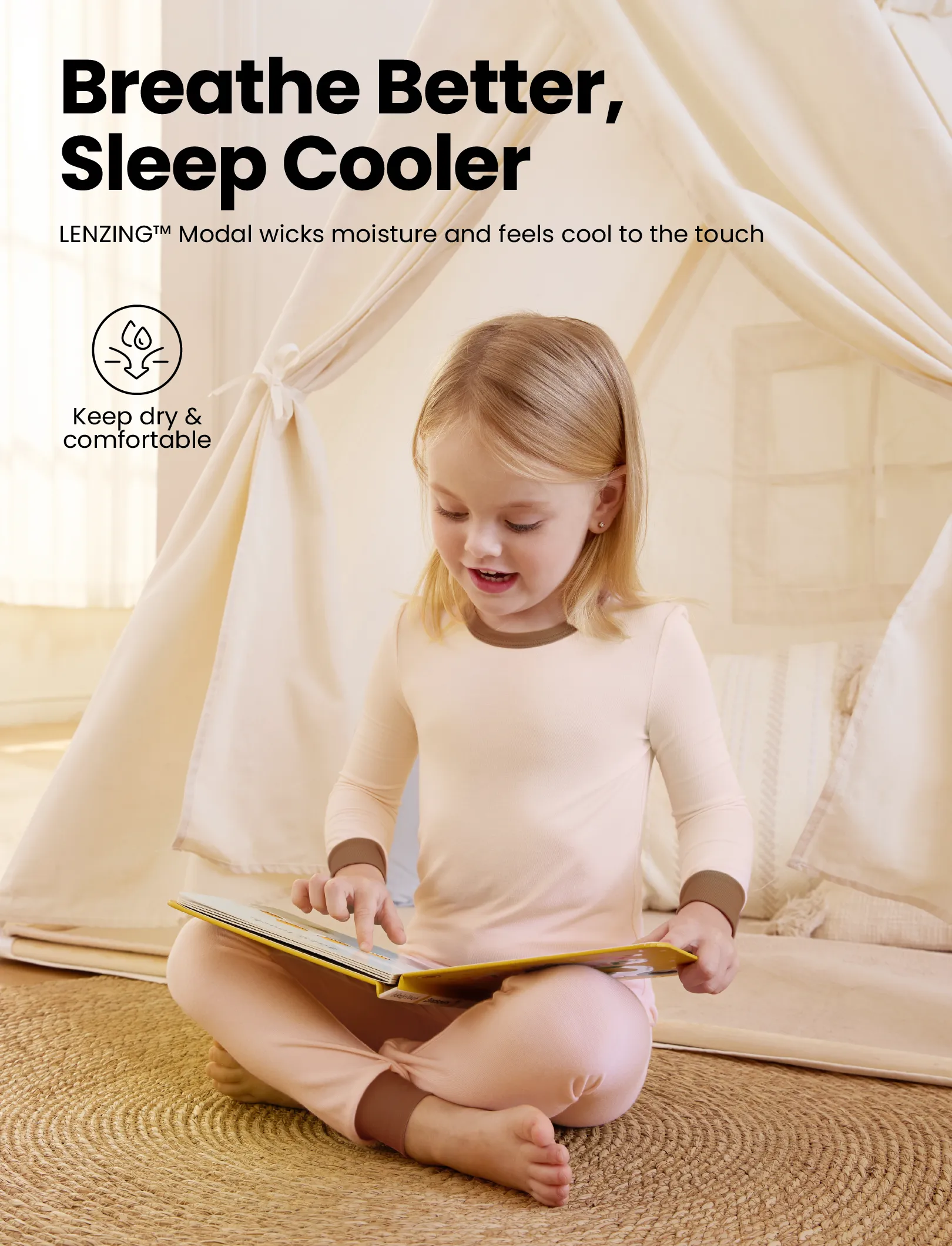 Baby 2-piece Tencel Modal Pajamas Set for Girls / Boys ( Snug-Fitting ) Apricot - Image 4