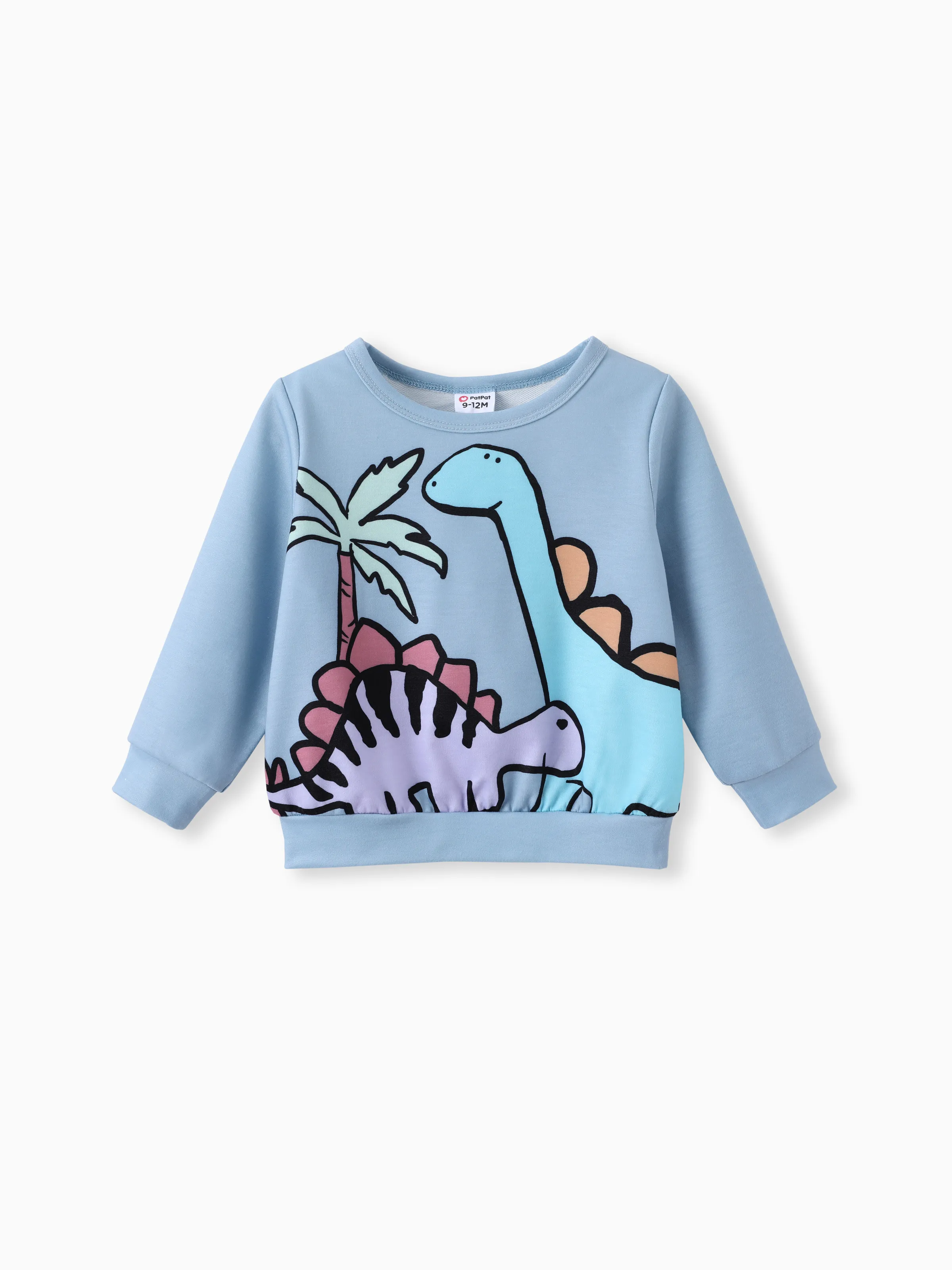 Baby Boy Clothes 2pcs Dinosaur/ Vehicle Print Sweatshirt and Pants Set Blue grey - Image 2
