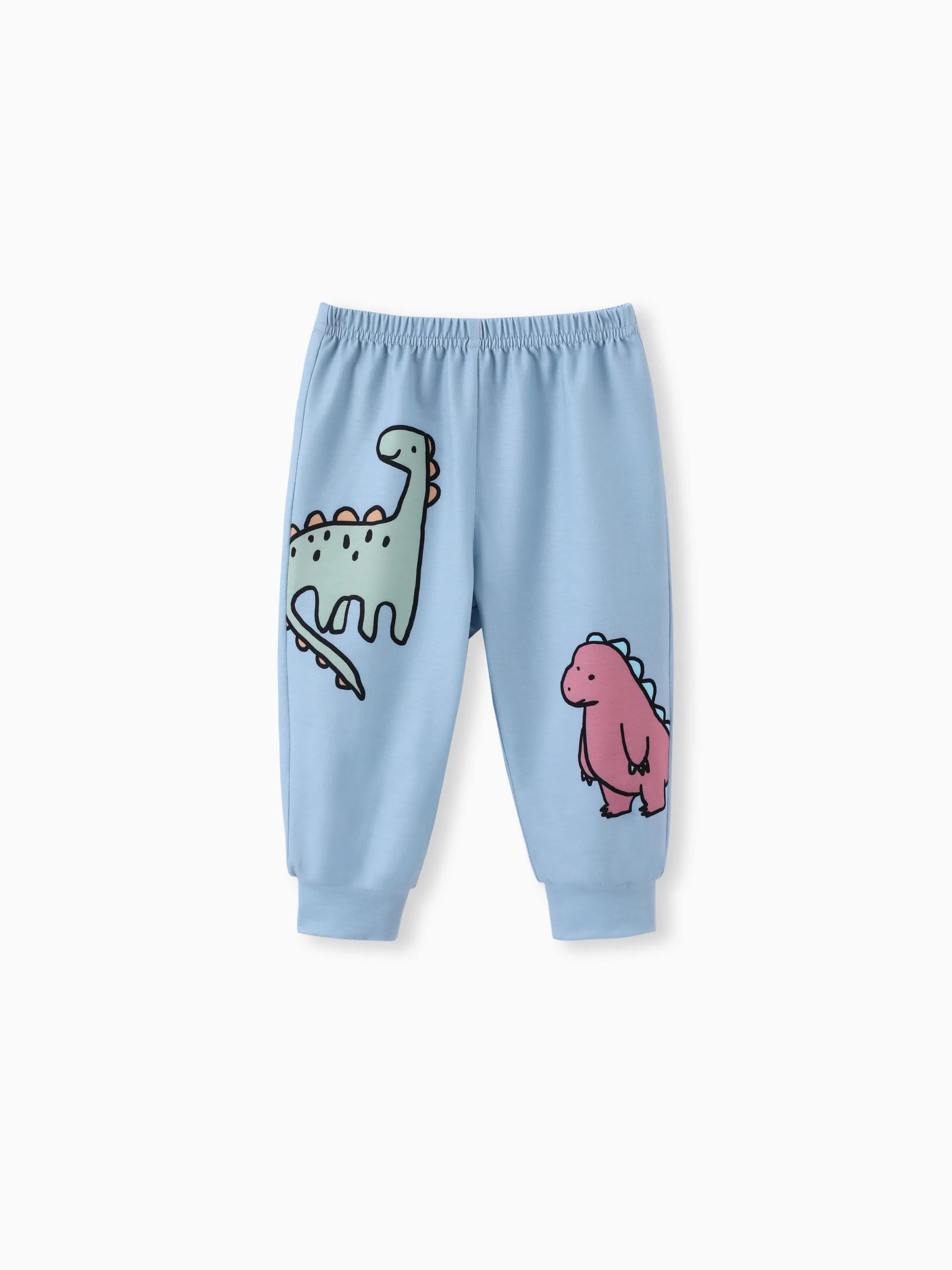 Baby Boy Clothes 2pcs Dinosaur/ Vehicle Print Sweatshirt and Pants Set Blue grey - Image 3
