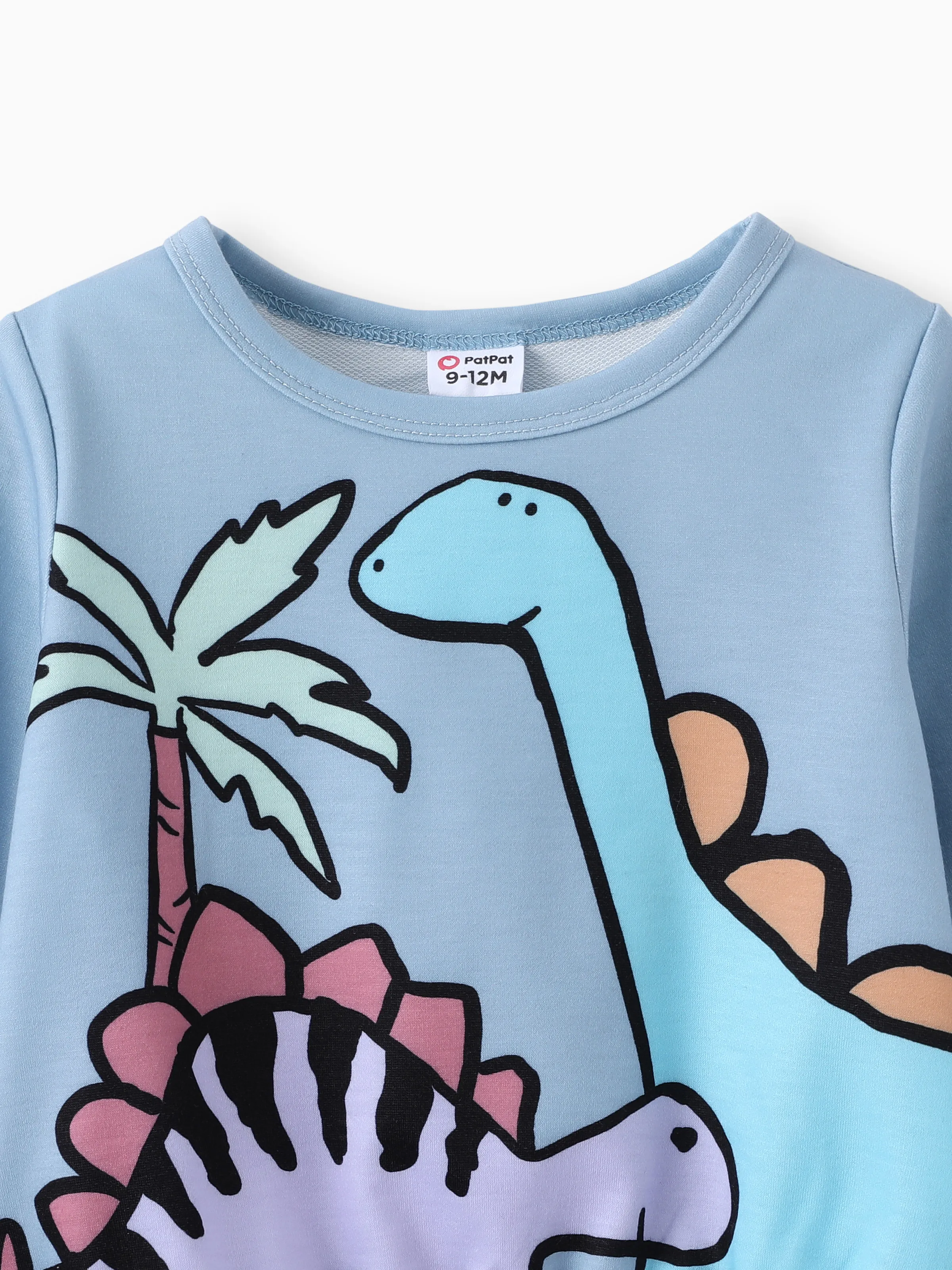 Baby Boy Clothes 2pcs Dinosaur/ Vehicle Print Sweatshirt and Pants Set Blue grey - Image 4