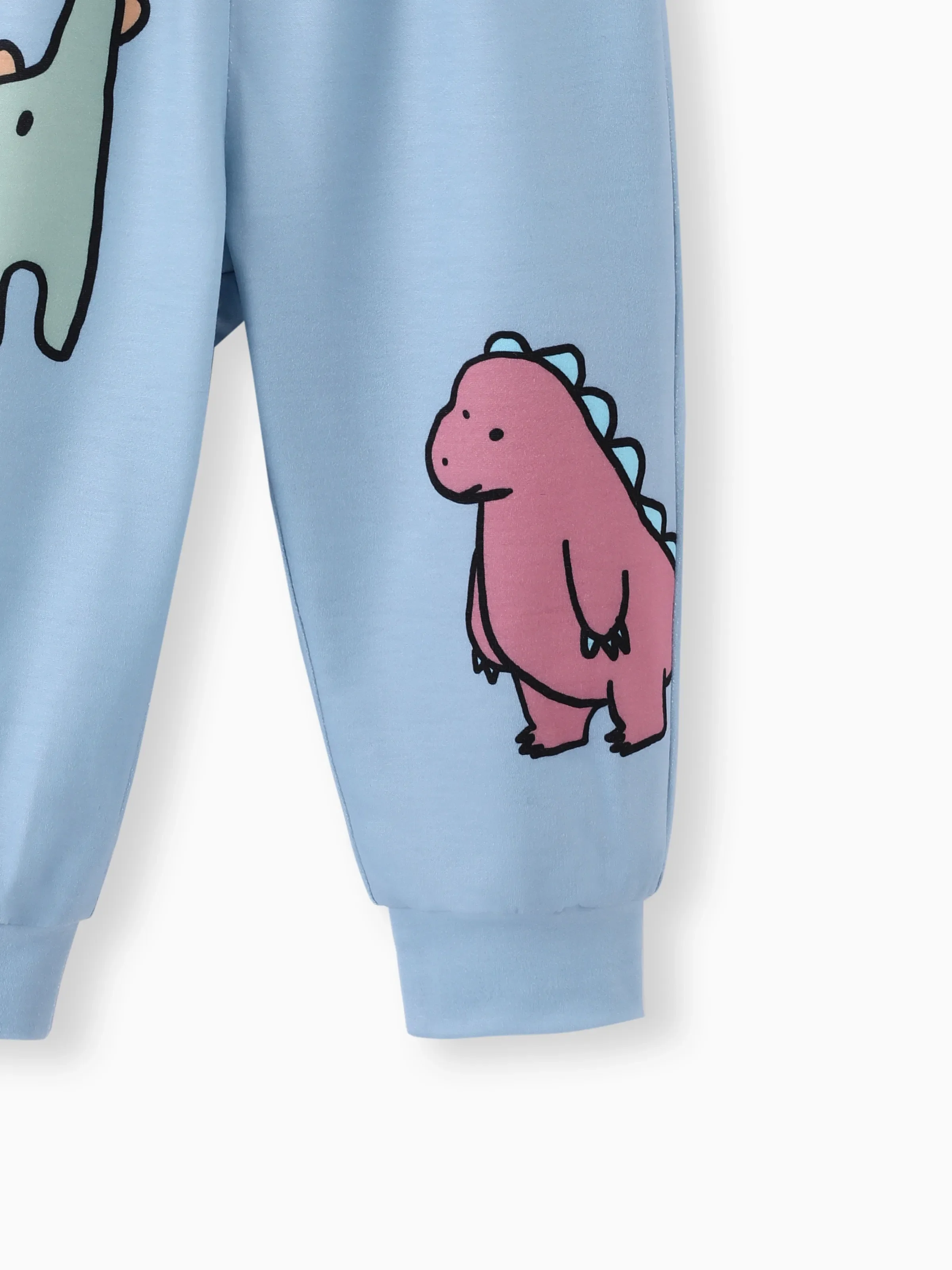 Baby Boy Clothes 2pcs Dinosaur/ Vehicle Print Sweatshirt and Pants Set Blue grey - Image 7