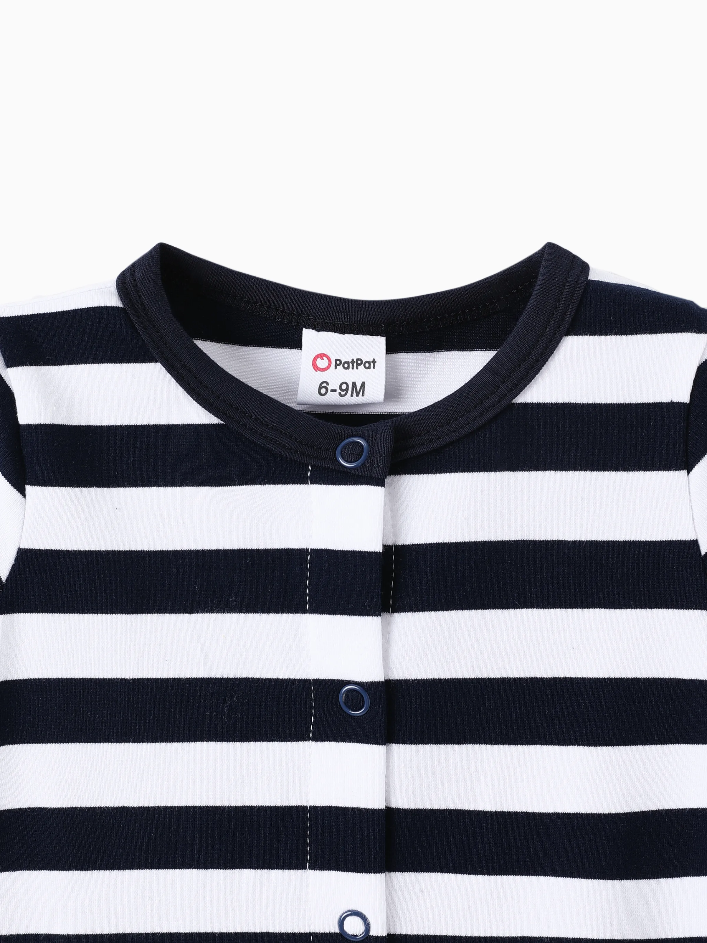 Baby Boy Print/Striped Short-sleeve Snap Romper Blueblackwhite - Image 4