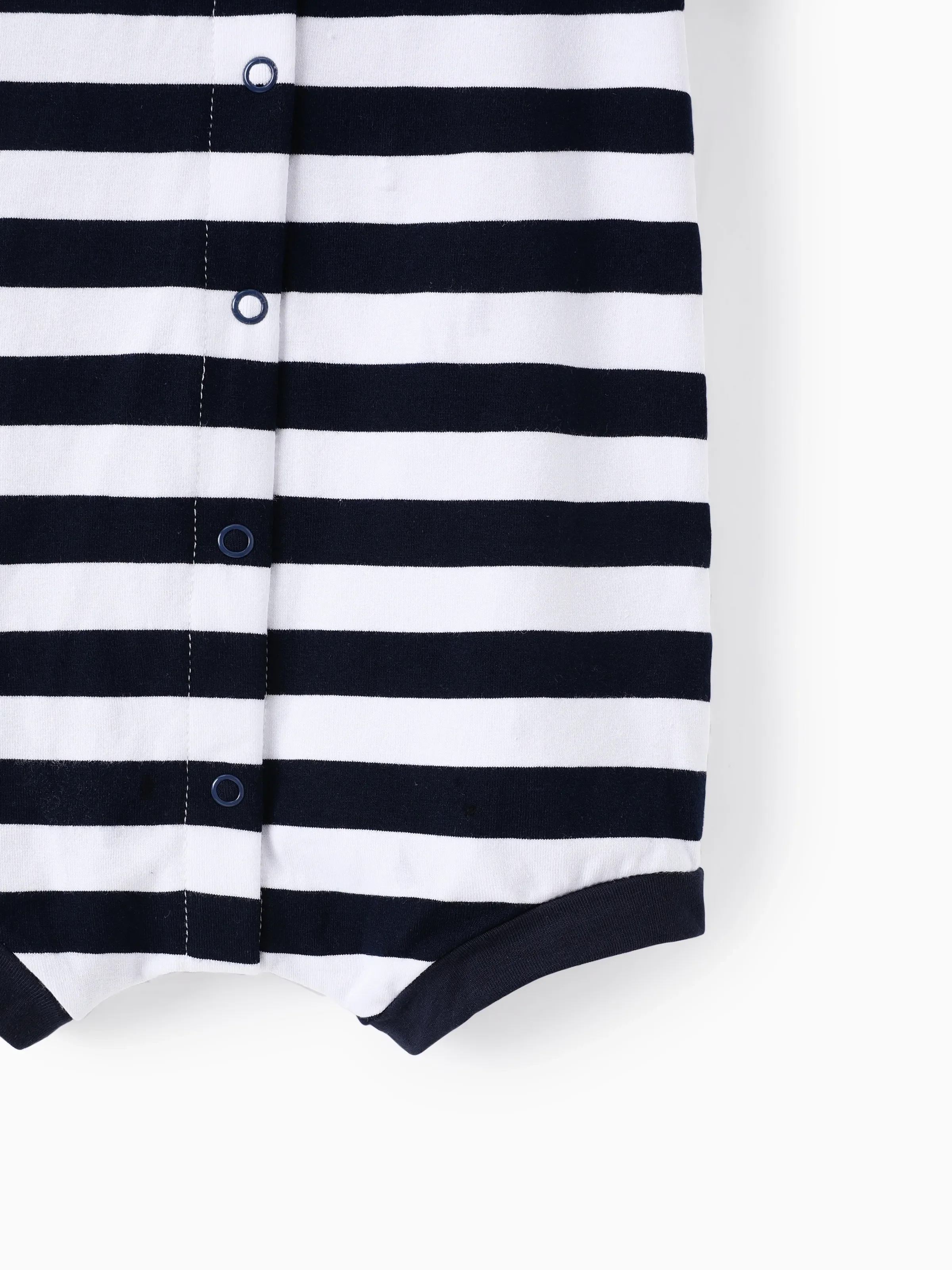 Baby Boy Print/Striped Short-sleeve Snap Romper Blueblackwhite - Image 6
