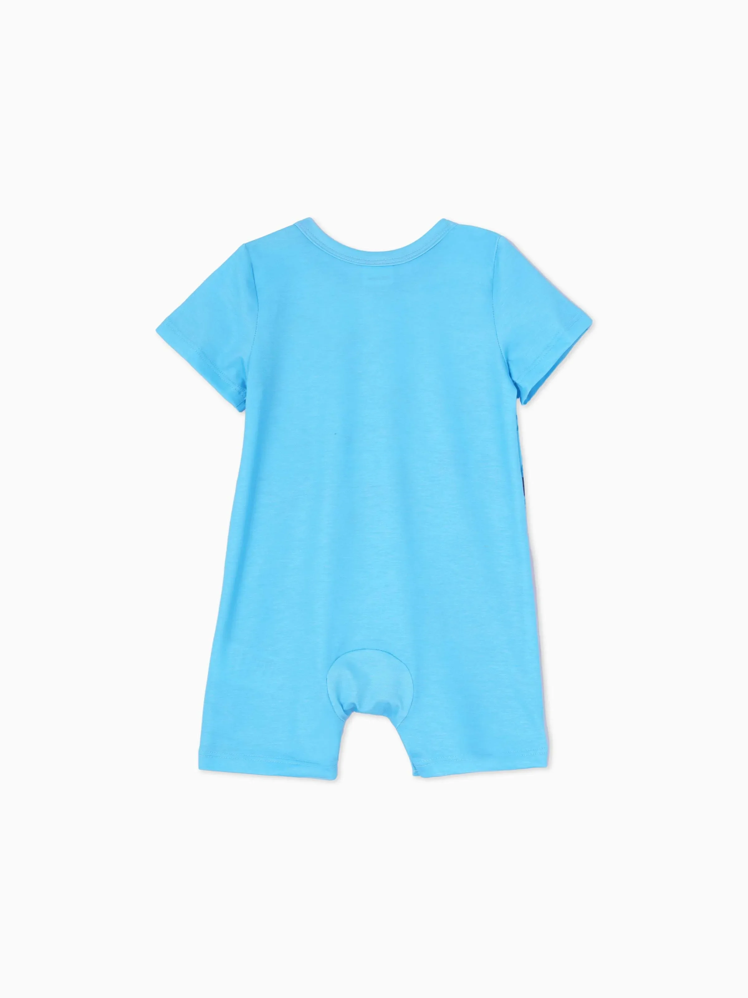 Baby Boy Stripe/Dinosaur Print Short-sleeve Romper Light Blue - Image 3
