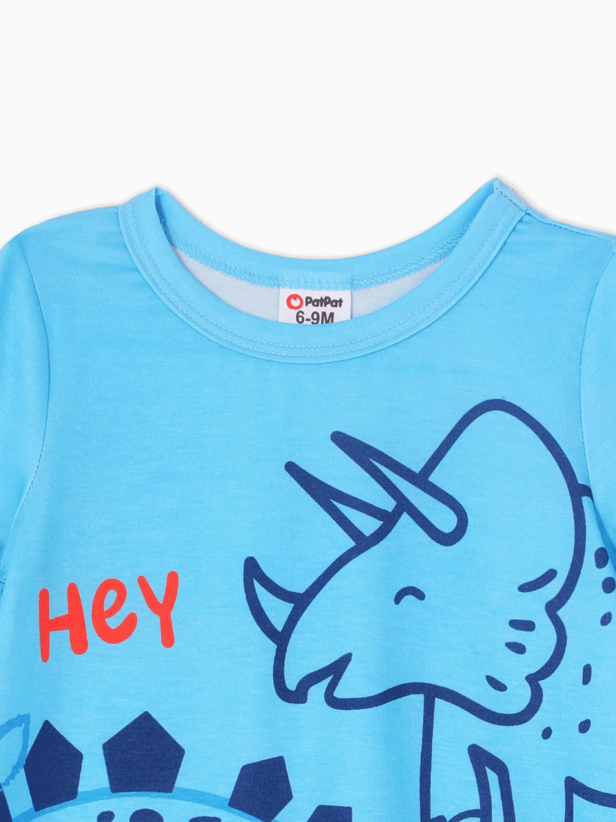 Baby Boy Stripe/Dinosaur Print Short-sleeve Romper Light Blue - Image 5
