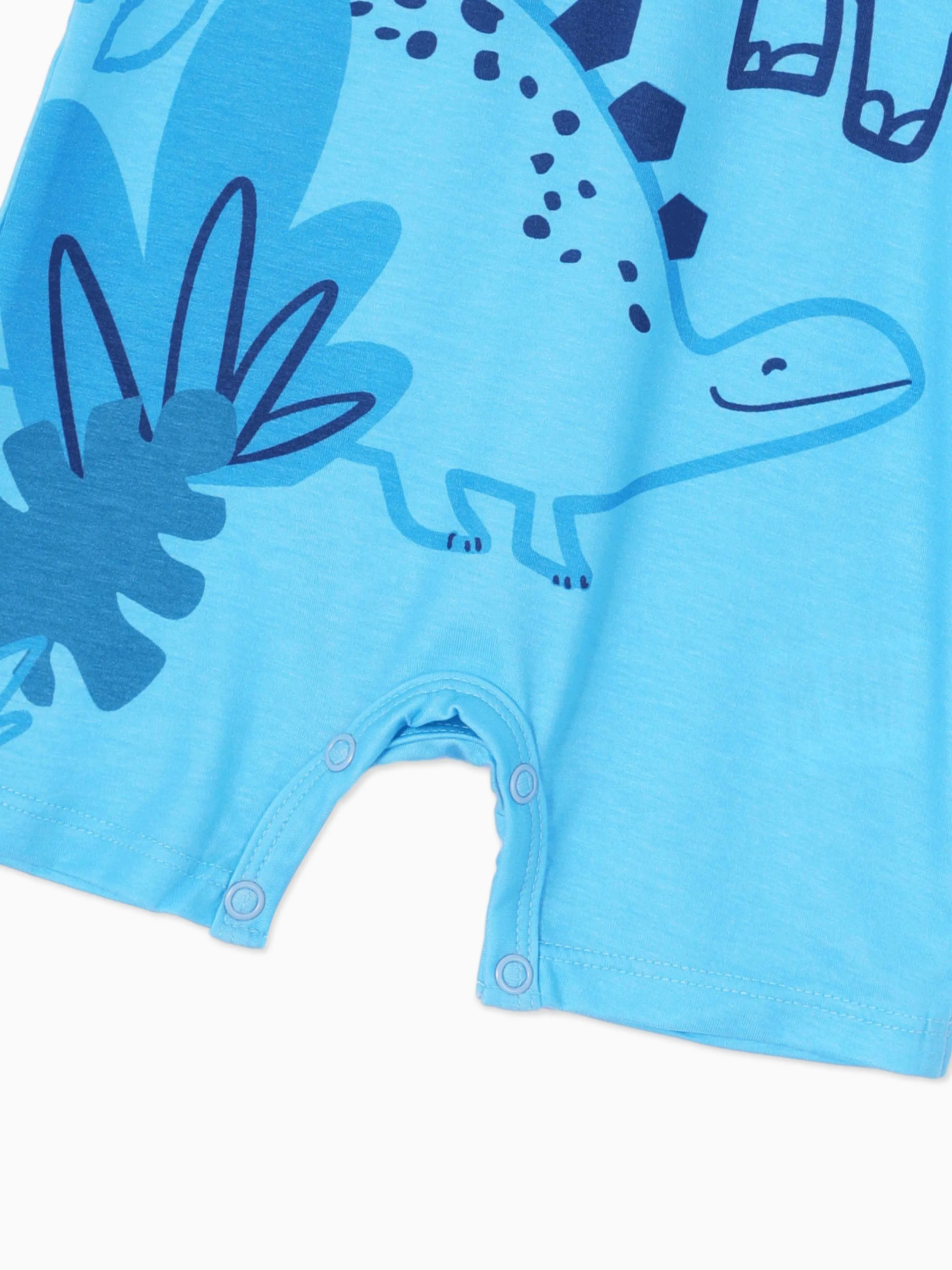 Baby Boy Stripe/Dinosaur Print Short-sleeve Romper Light Blue - Image 6