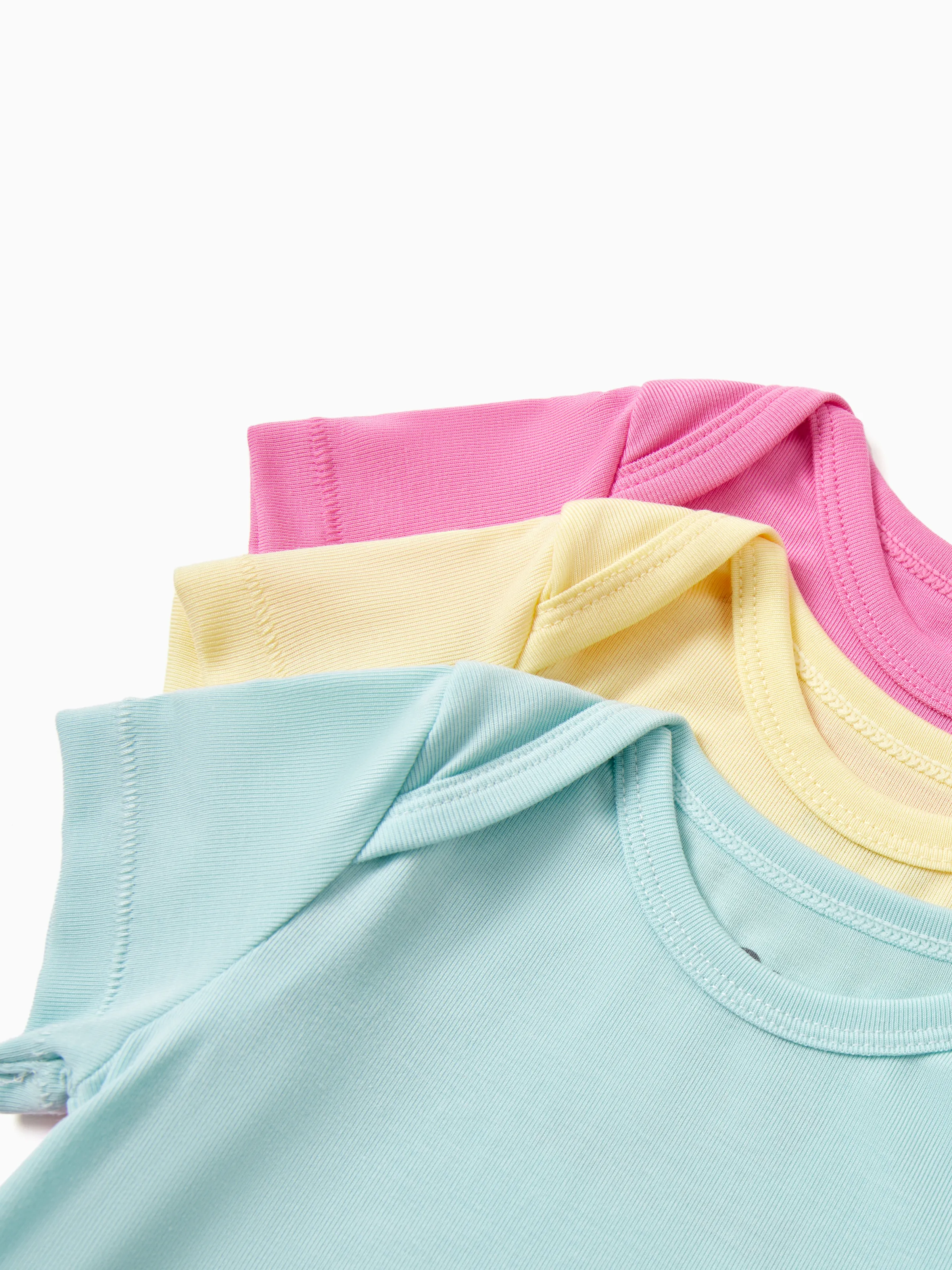 Baby Boy/Girl 3-Pack Lyocell Solid Color Romper Pink - Image 3