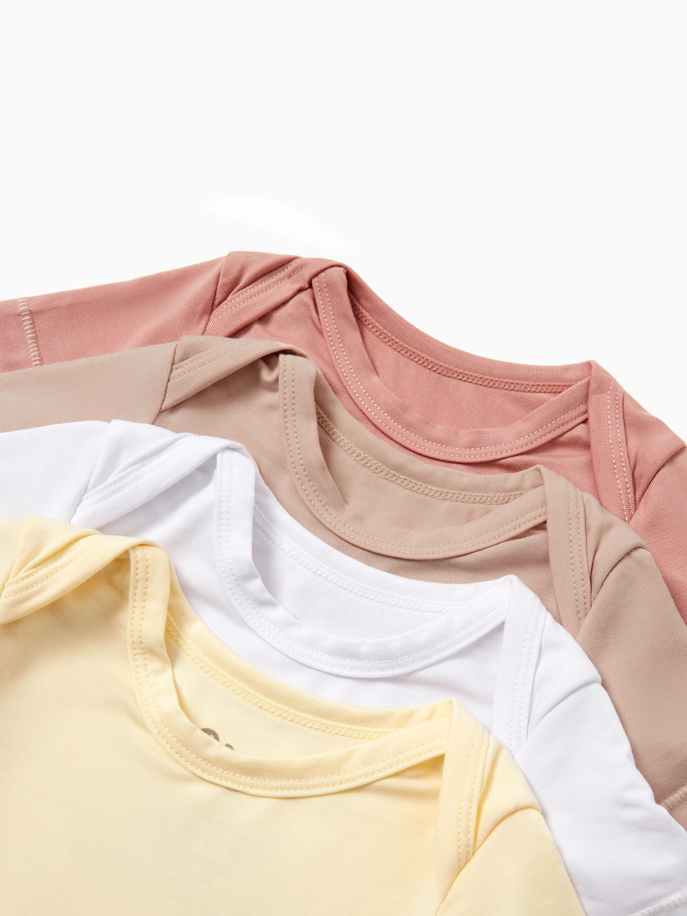Baby Boy/Girl 4-Piece Modal Solid Color Rompers Set Pale Yellow - Image 3