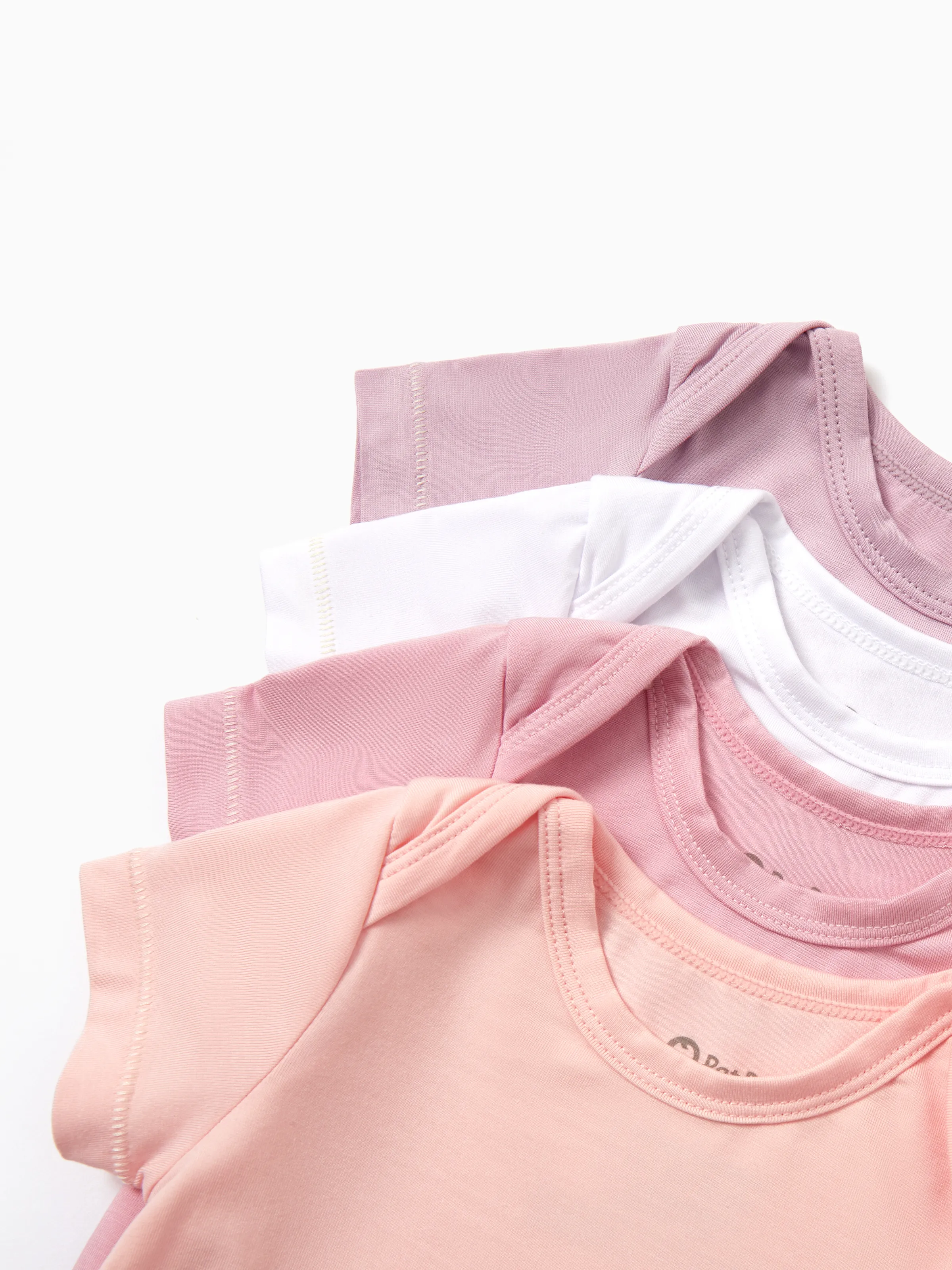 Baby Boy/Girl 4-Piece Modal Solid Color Rompers Set Pink - Image 4