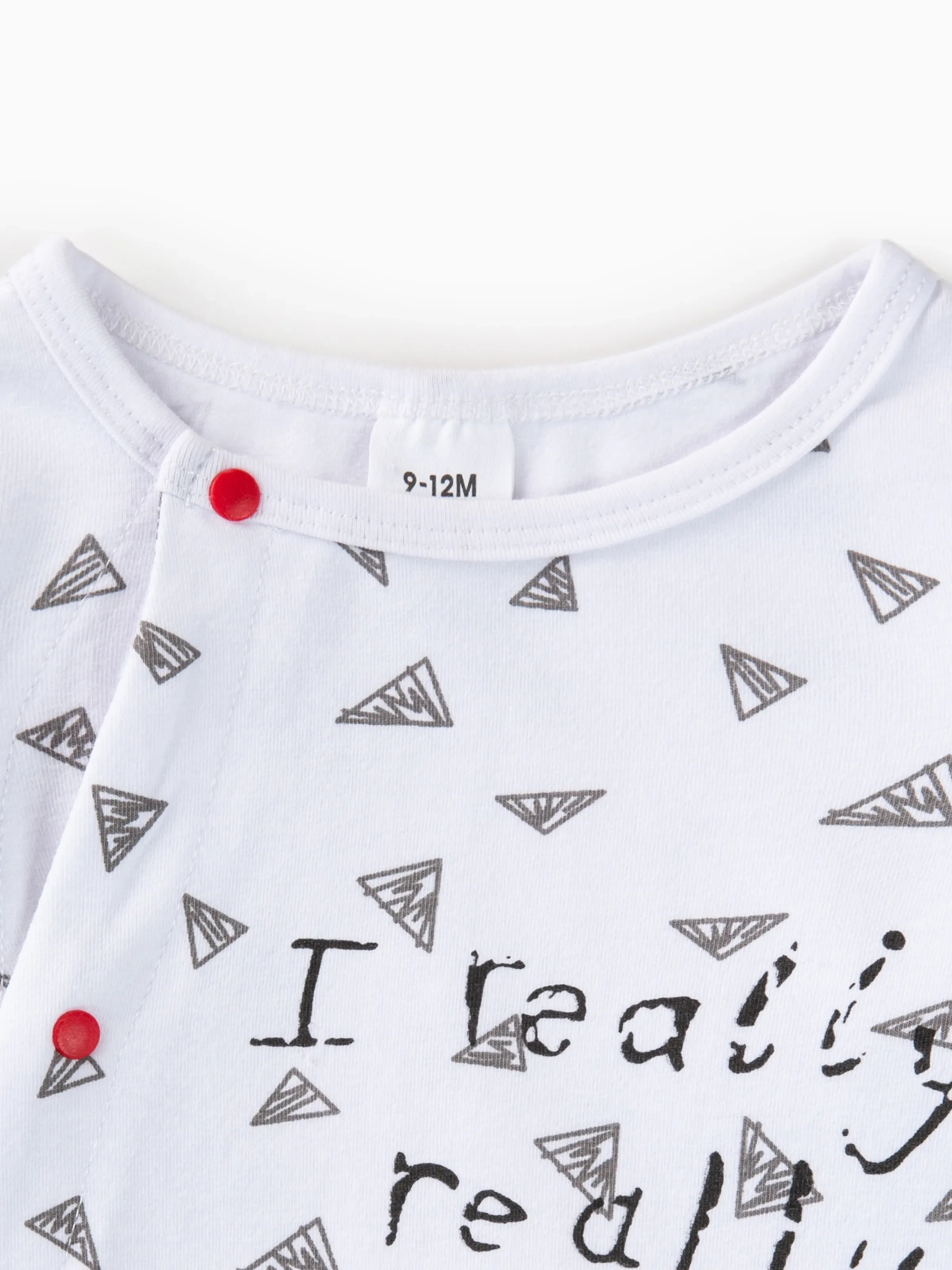 Baby Boy/Girl 95% Cotton Long-sleeve Footed Letter Print Jumpsuit Red+White - Image 5