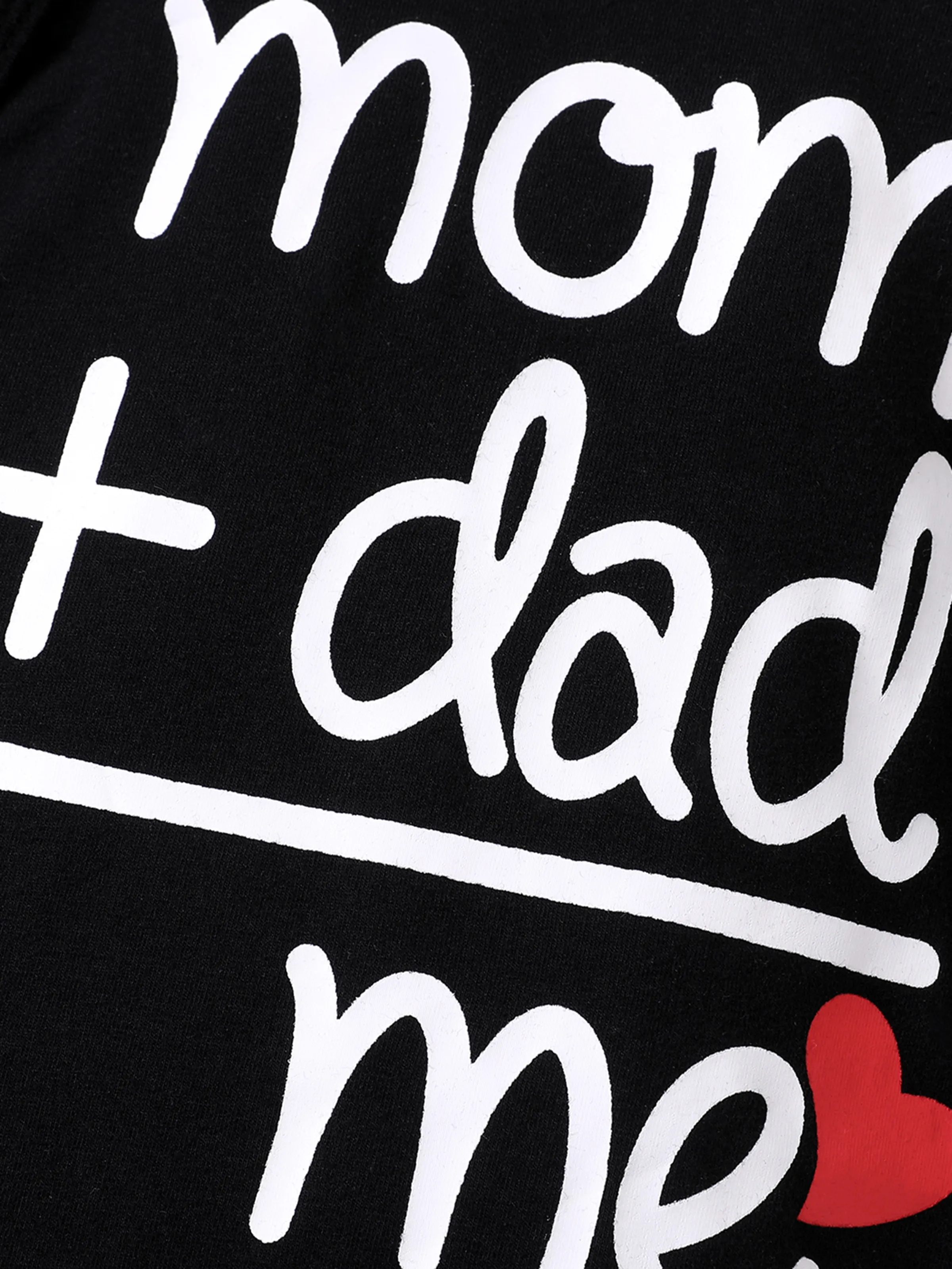 Baby Boy/Girl 95% Cotton Long-sleeve Love Heart and Letter Print Jumpsuit Black - Image 3