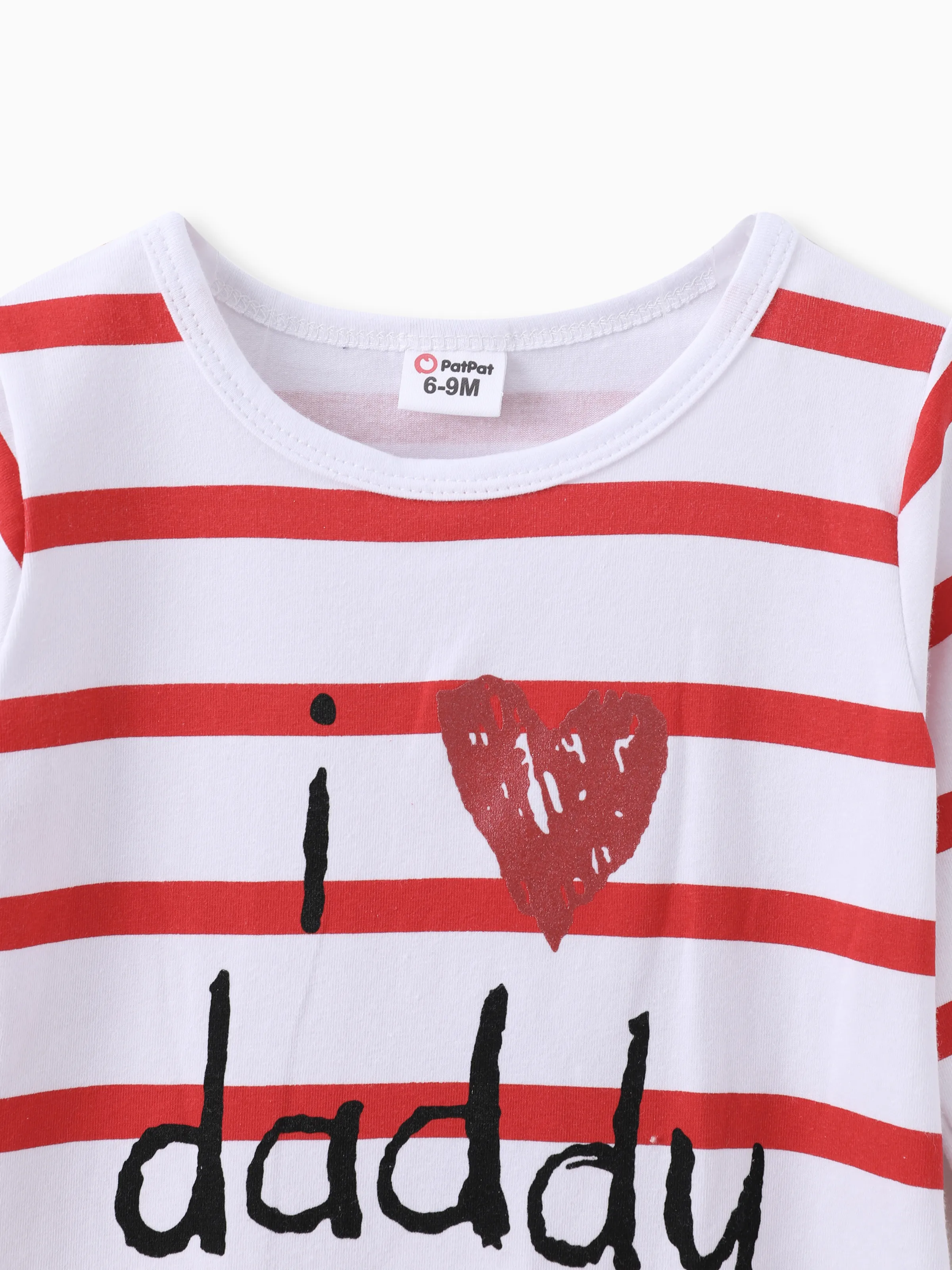 Baby Boy/Girl 95% Cotton Long-sleeve Love Heart Letter Print Stars/Striped Jumpsuit Red - Image 3