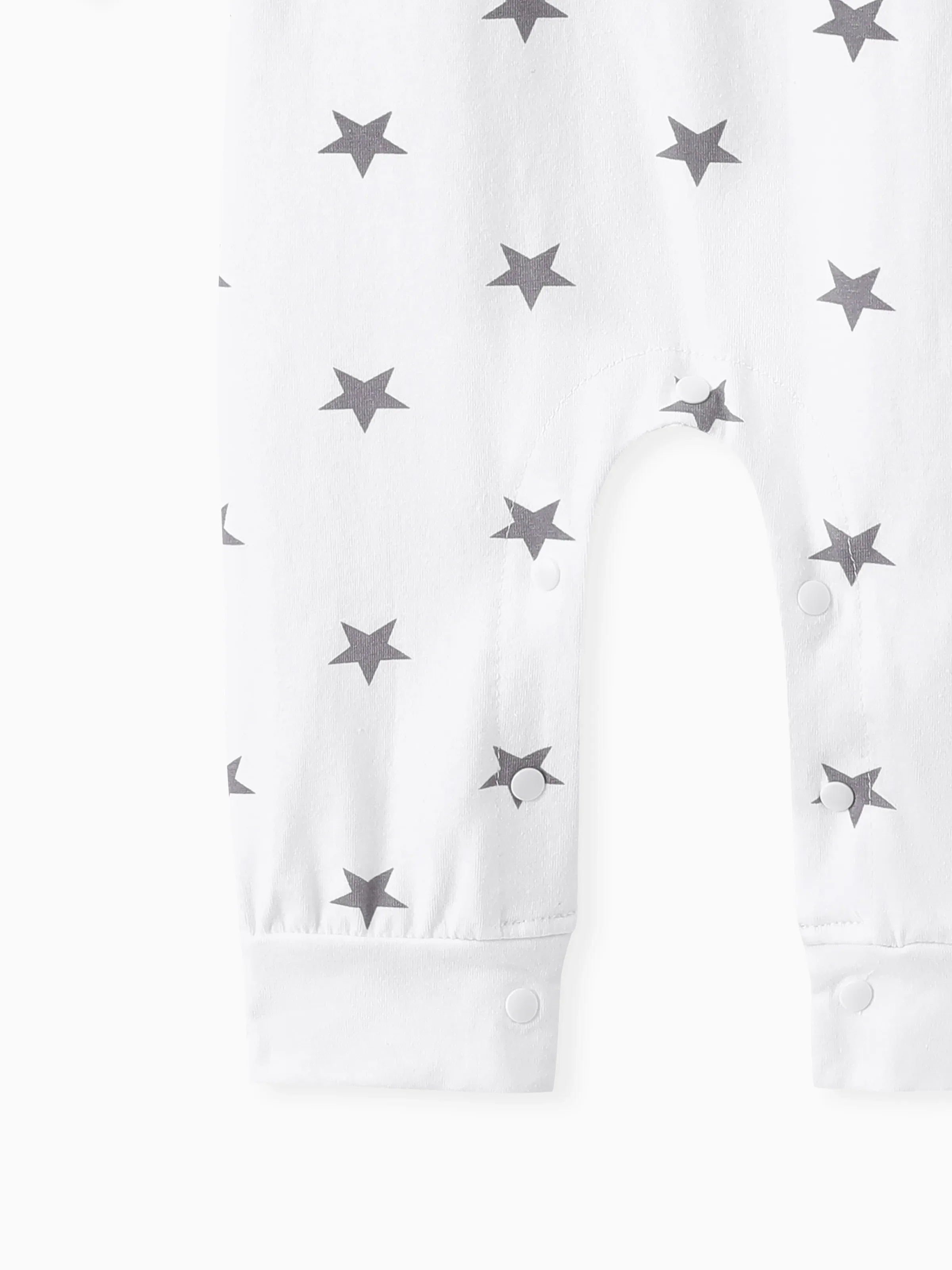 Baby Boy/Girl 95% Cotton Long-sleeve Love Heart Letter Print Stars/Striped Jumpsuit White - Image 5
