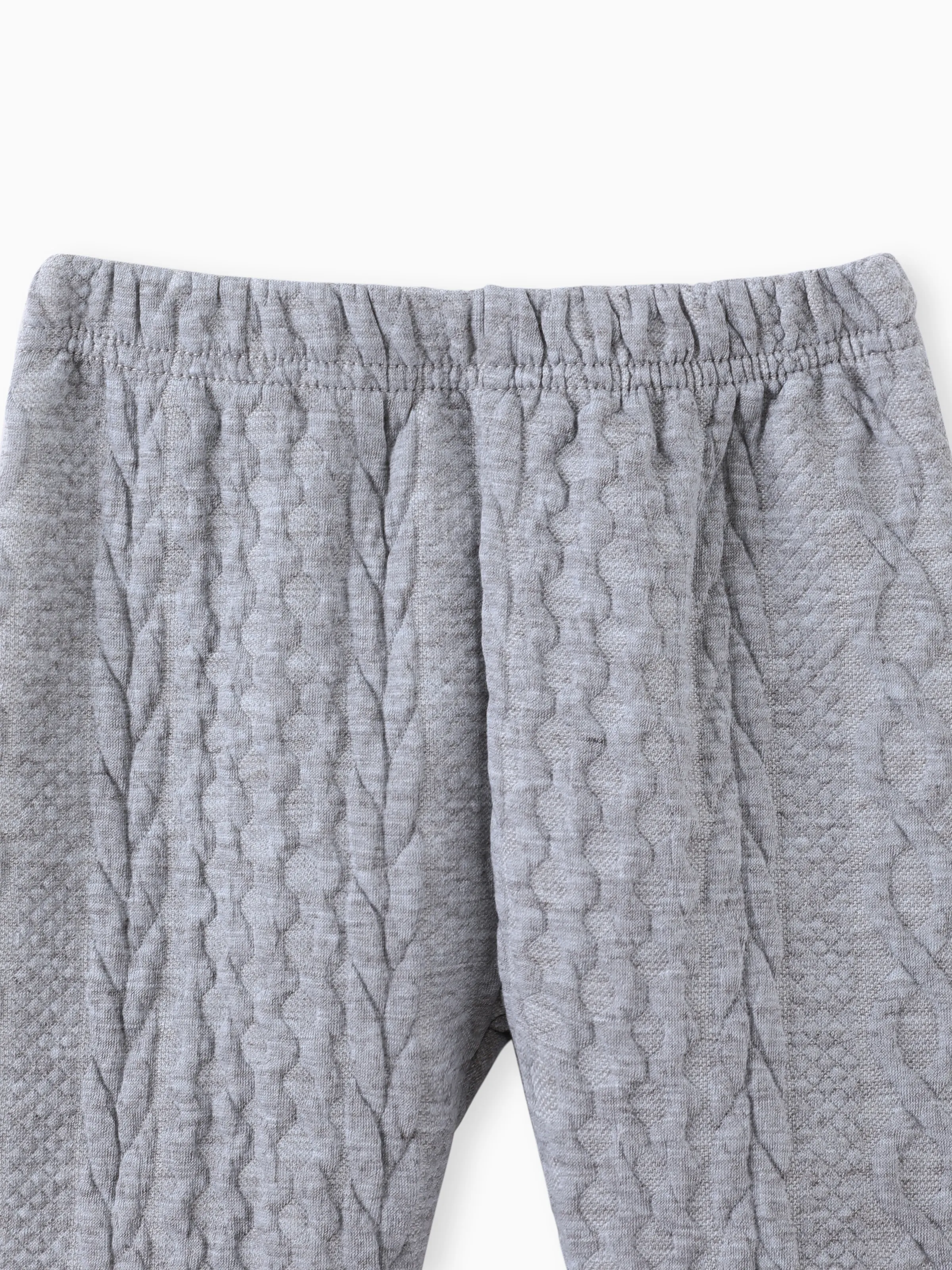 Baby Boy/Girl Clothes 2pcs Solid Knitted Sweatshirt and Pants Set Light Grey - Image 4