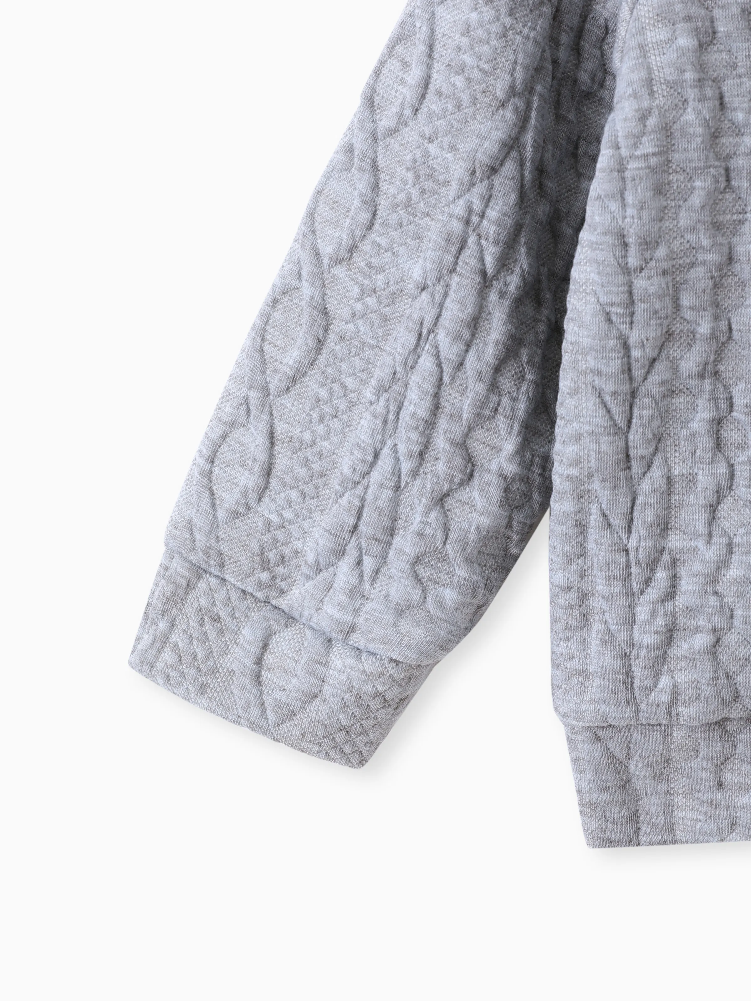 Baby Boy/Girl Clothes 2pcs Solid Knitted Sweatshirt and Pants Set Light Grey - Image 7