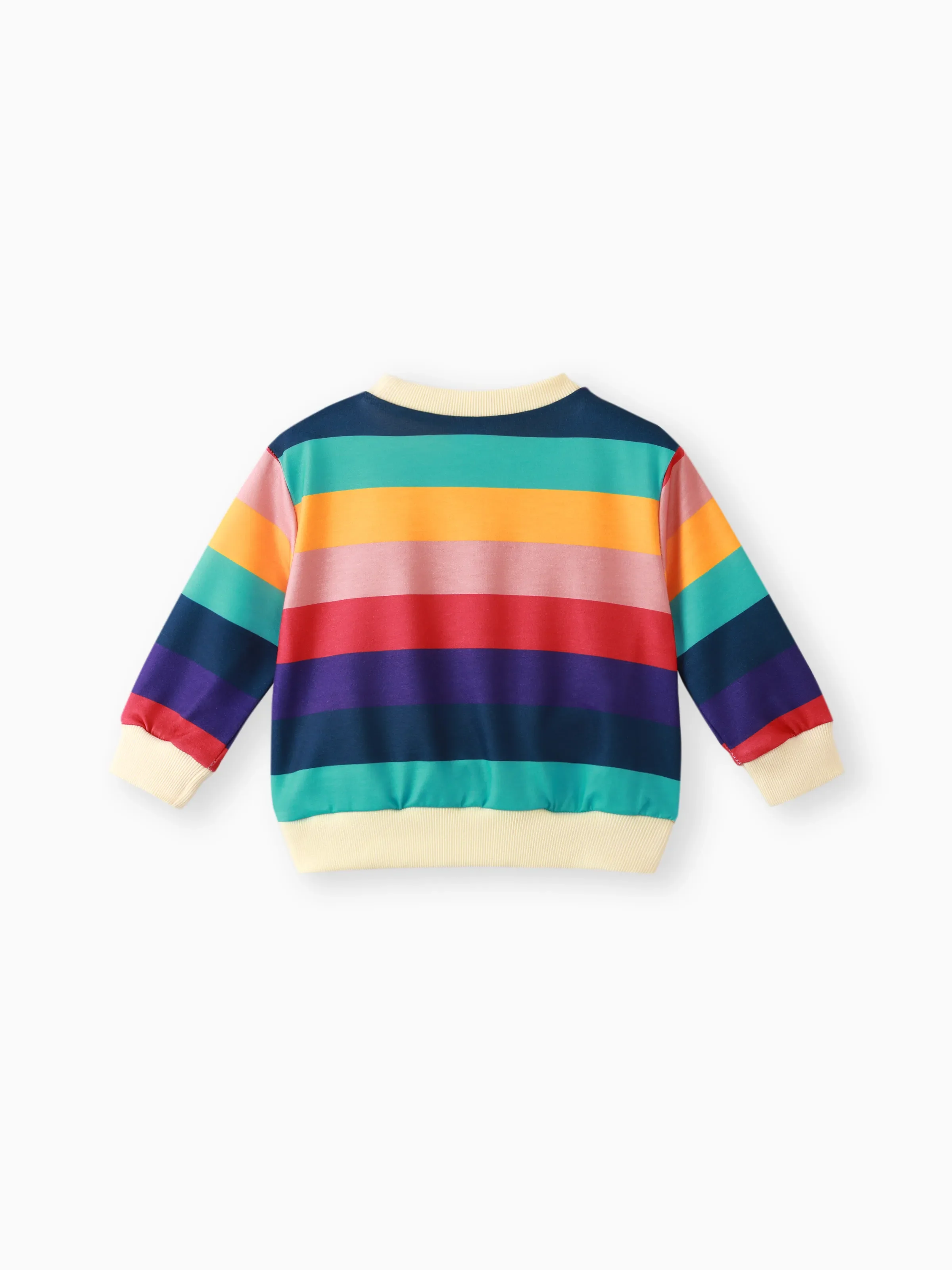 Baby Boy/Girl Heart & Letter Print Rainbow Colorblock Long-sleeve Sweatshirt Multi-color - Image 2
