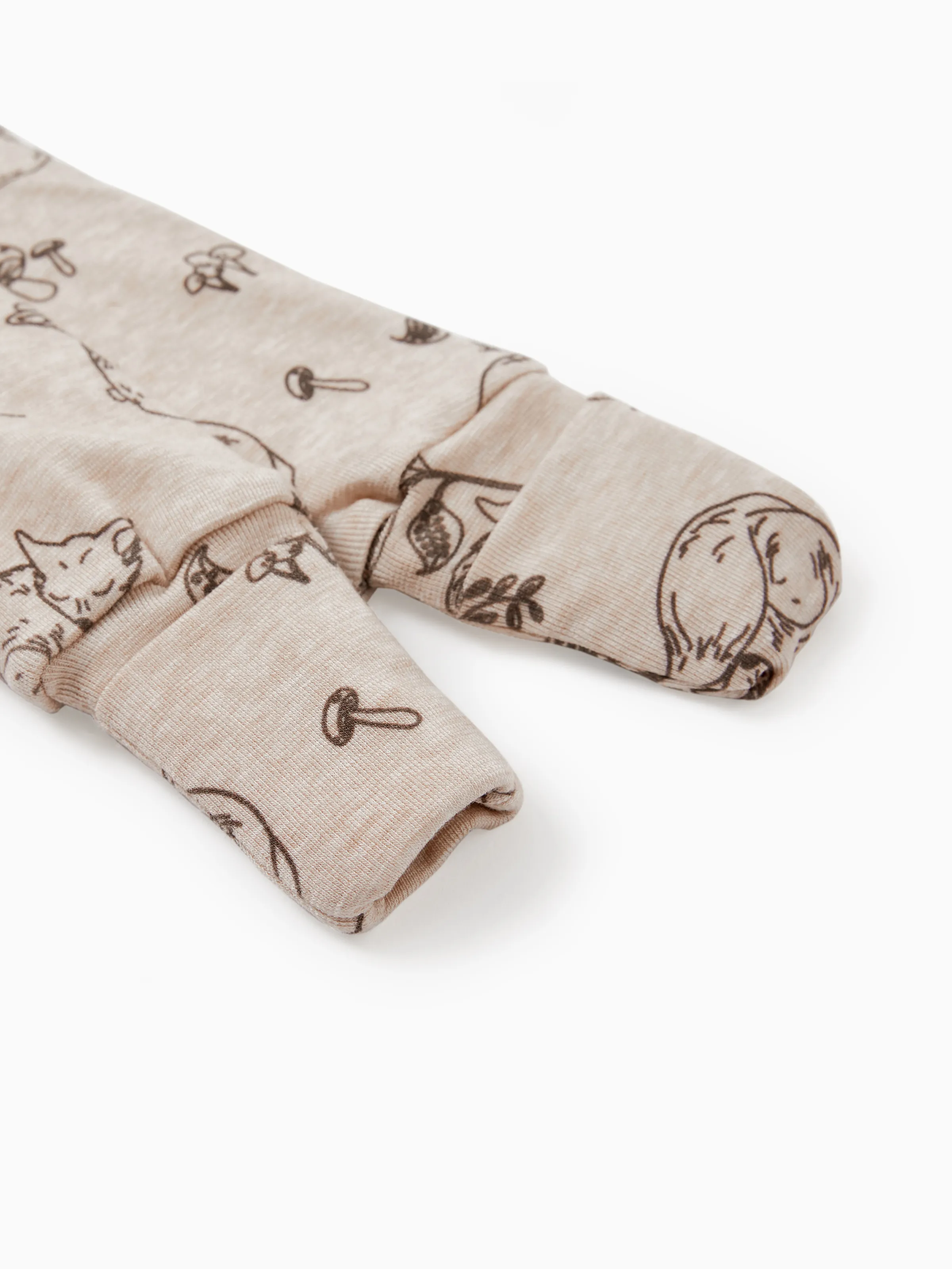 Baby Boy/Girl Plant Print Zip-up Snug-Fitting Wool Pajamas Apricot - Image 5