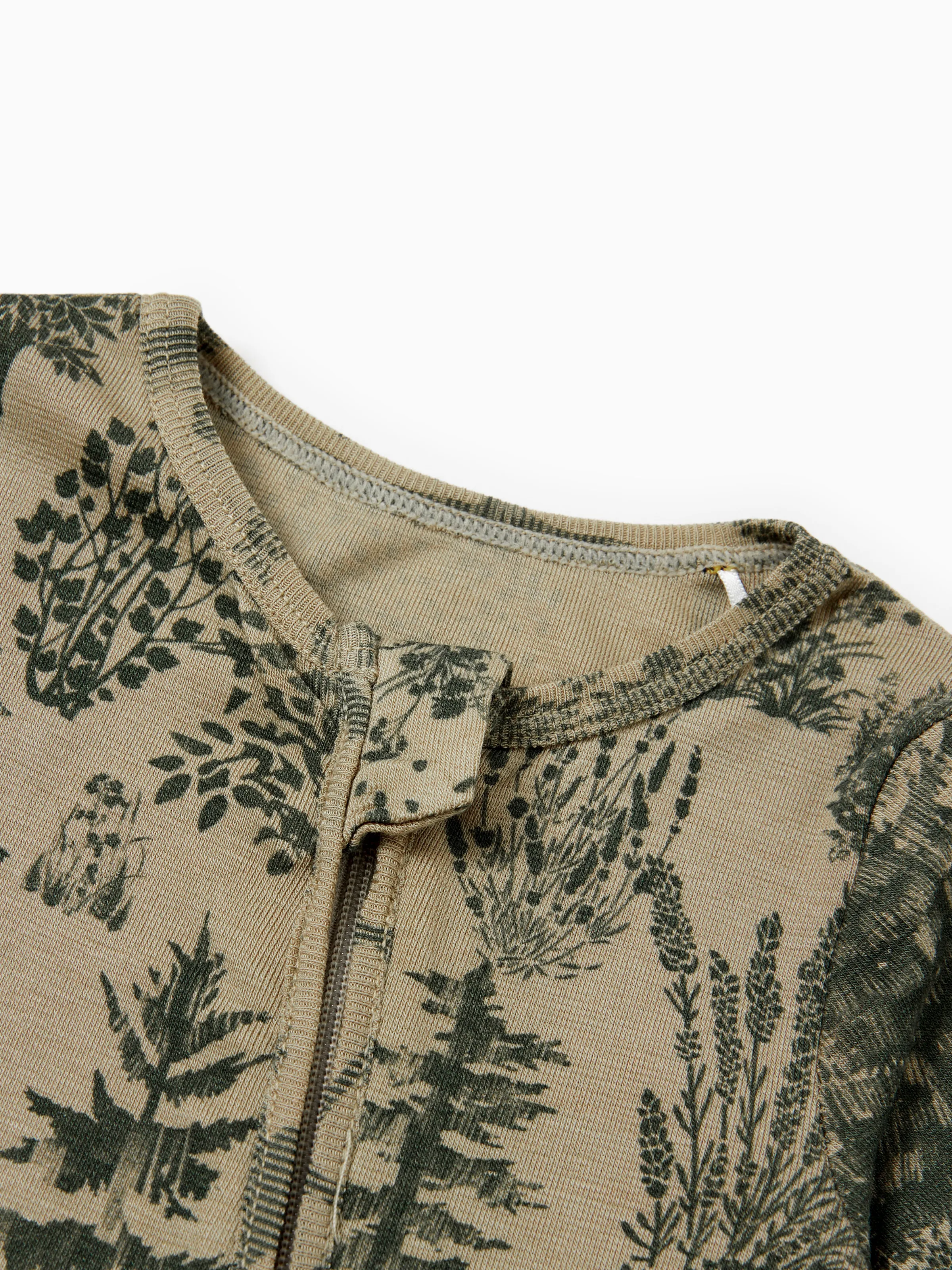Baby Boy/Girl Plant Print Zip-up Snug-Fitting Wool Pajamas Green - Image 4