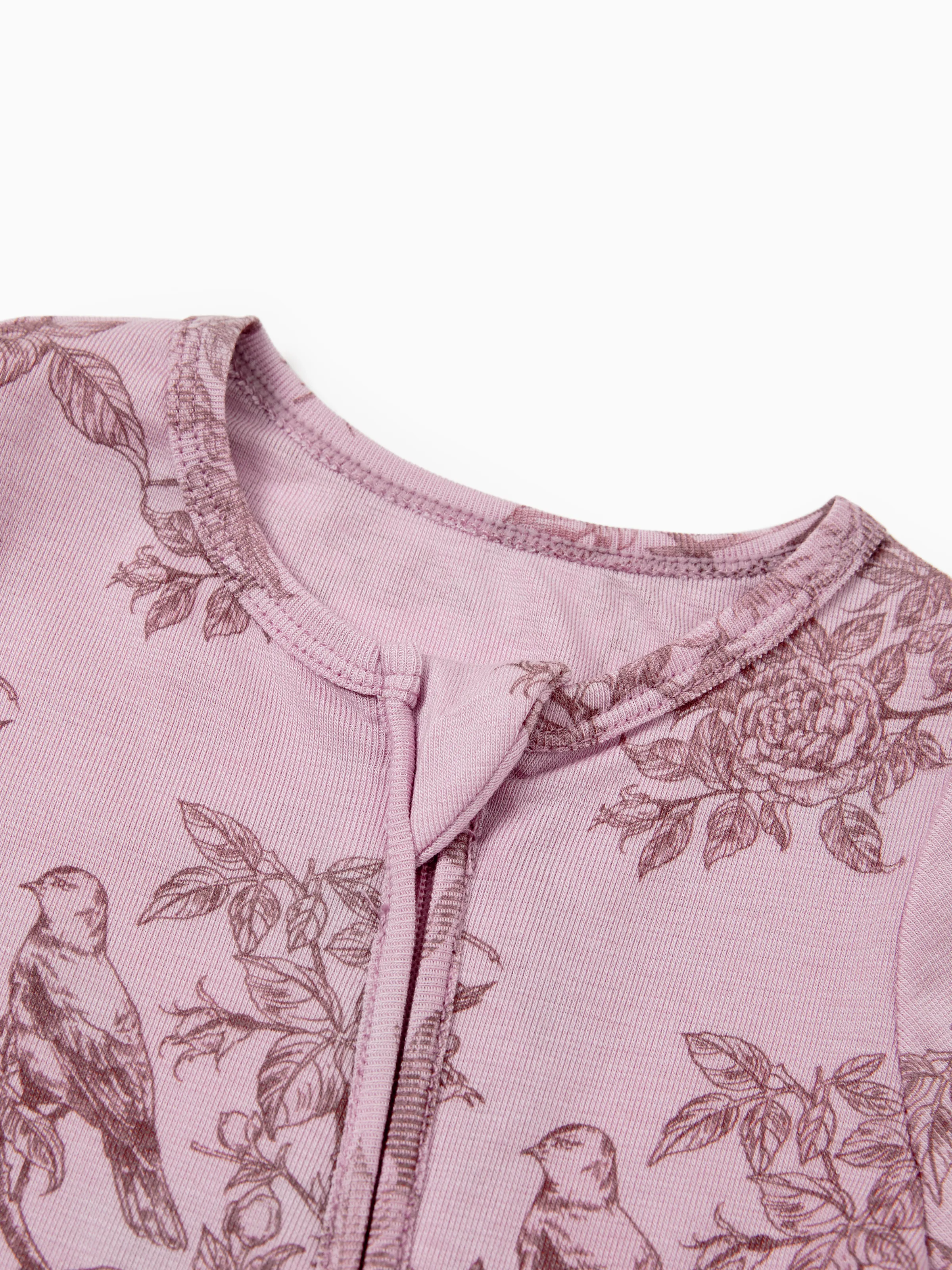 Baby Boy/Girl Plant Print Zip-up Snug-Fitting Wool Pajamas Pink - Image 4